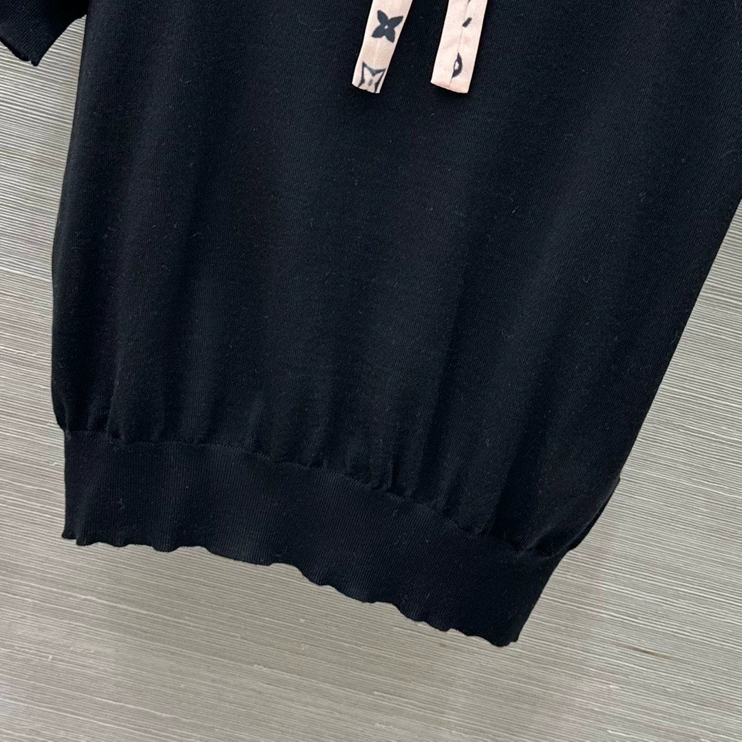 L 25 Spring/Summer New Lace Stand-up Collar Real Ribbon Short Sleeve