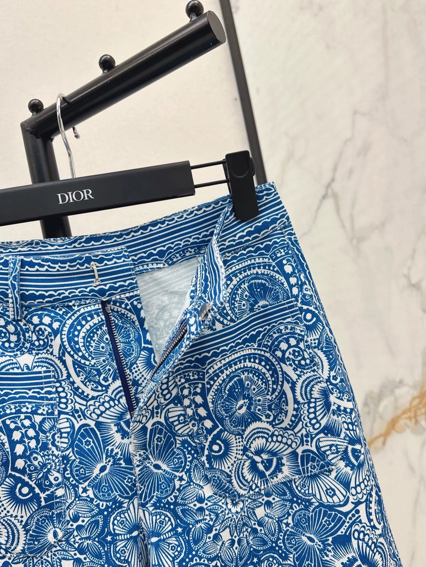 D 25 New Celadon Butterfly Print Denim Collection Long Pants