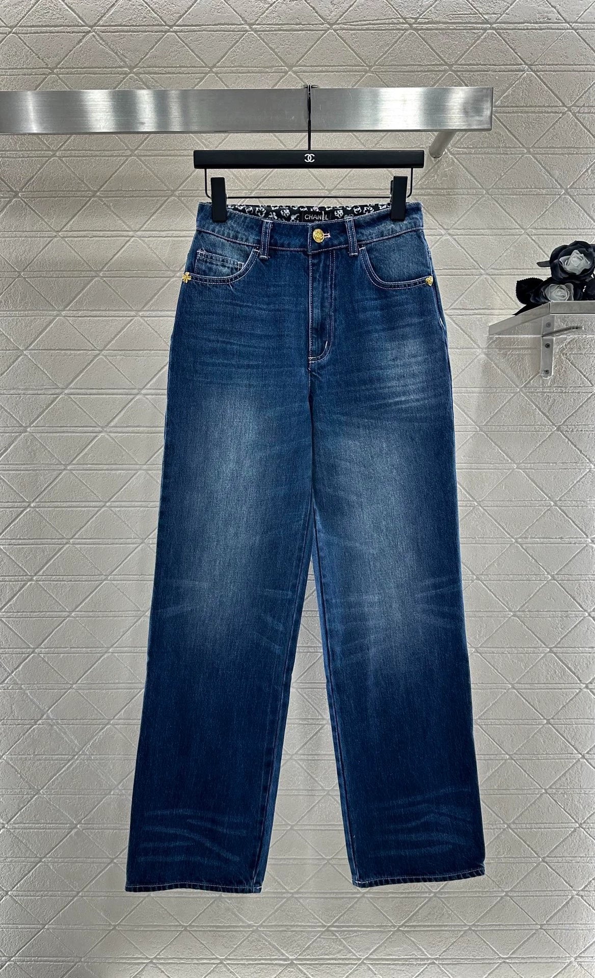 C 25 High-Rise Bleached Crinkle Jeans.