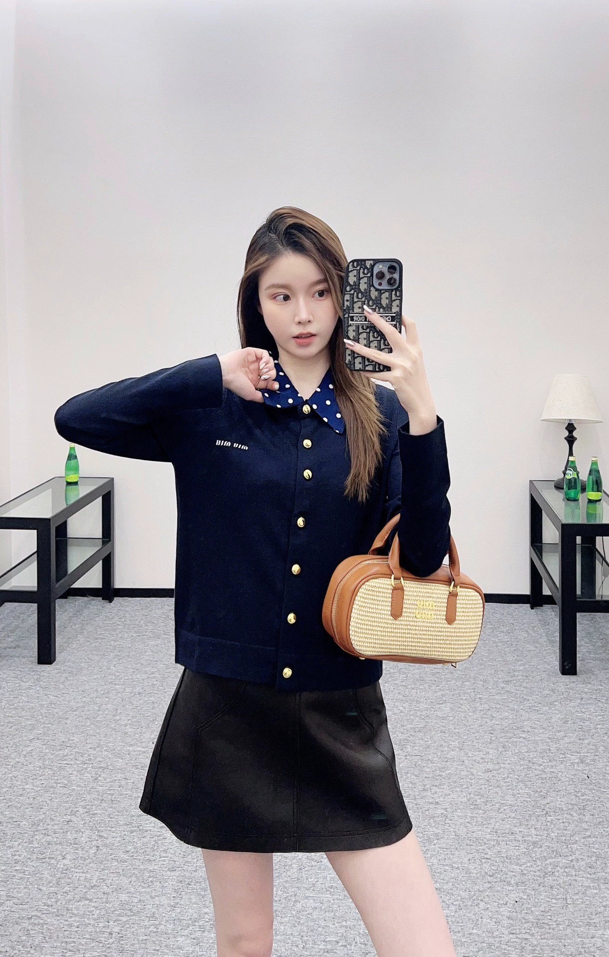 Mi 25 Polka dot lapel knitted cardigan
