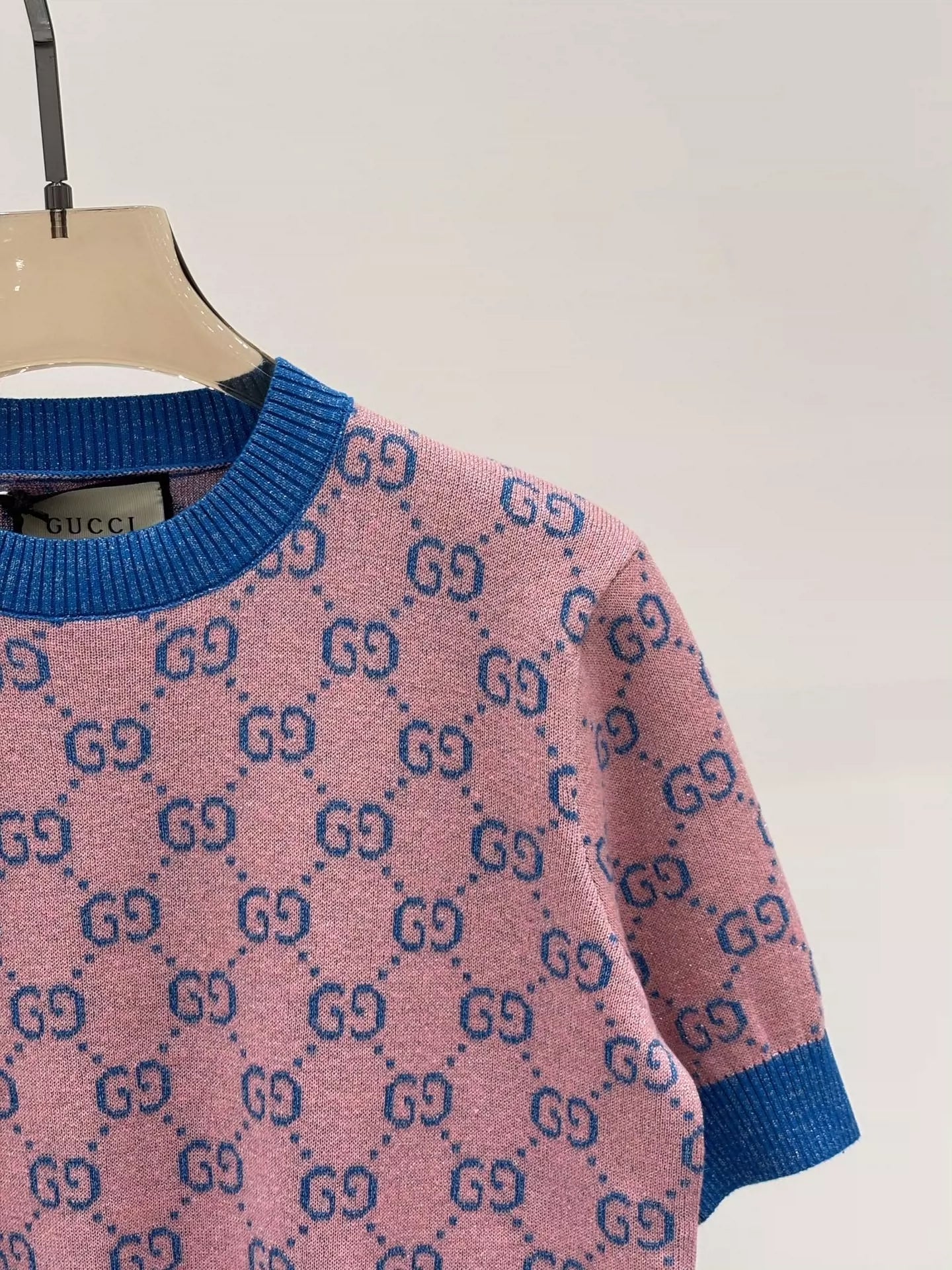 2025 early spring new round neck letter l knitted short sleeves