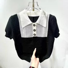 C 25 Polo Neck Women's Casual Knit Top