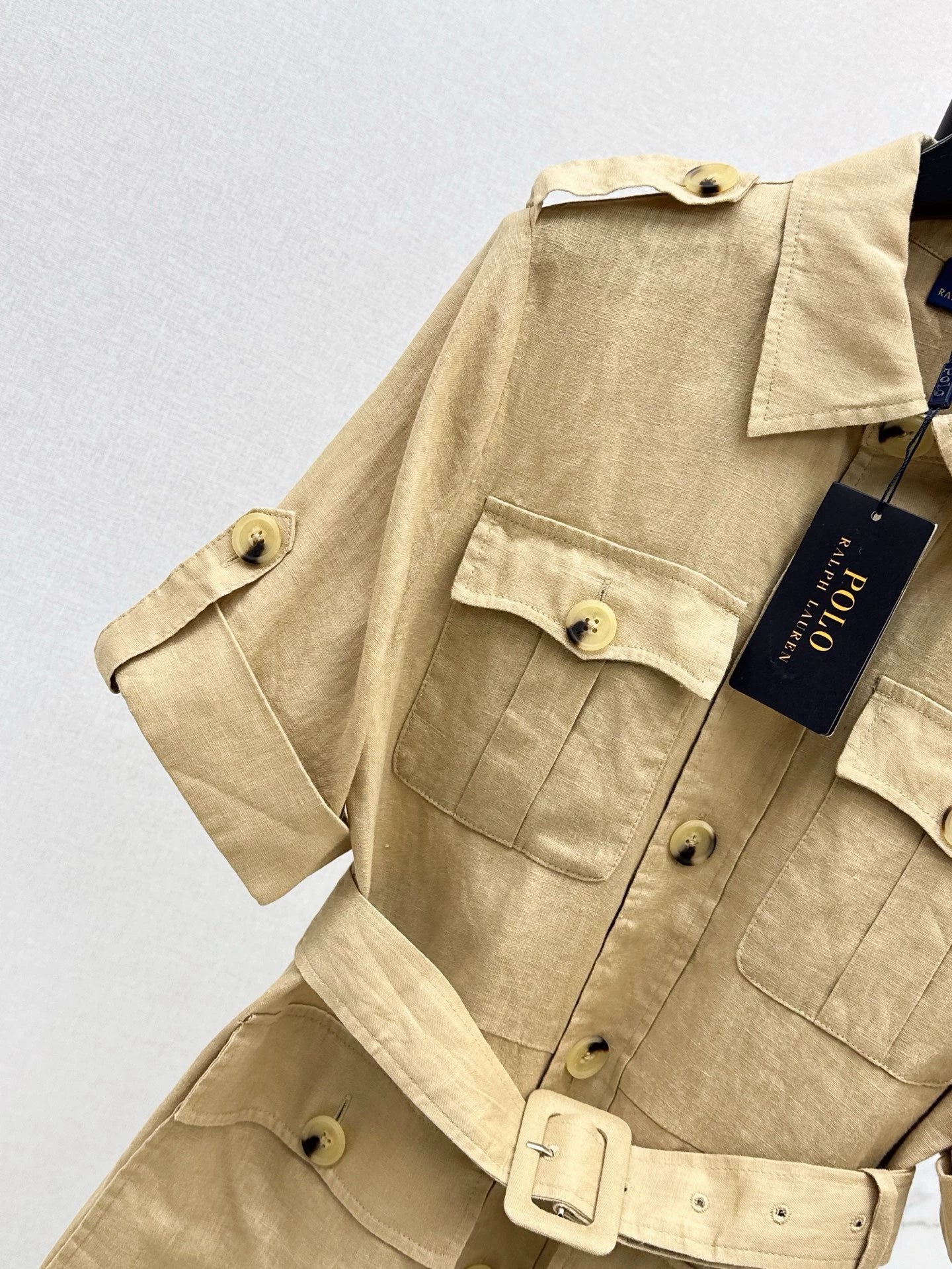 RA 25 Spring and Summer New Khaki Short Sleeve Trench Coat Top