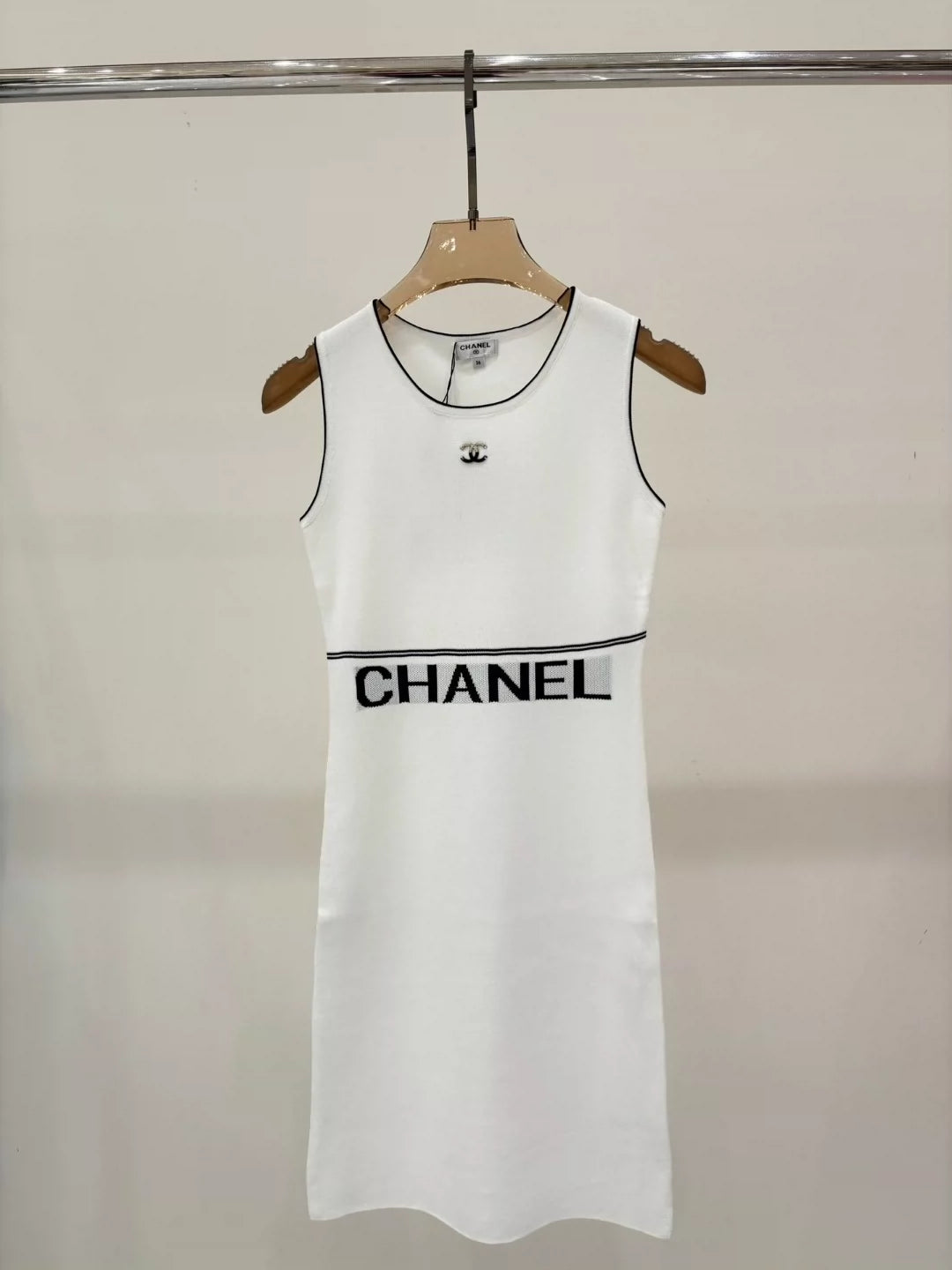 C 25 Summer new round neck letter logo jacquard simple casual knitted dress