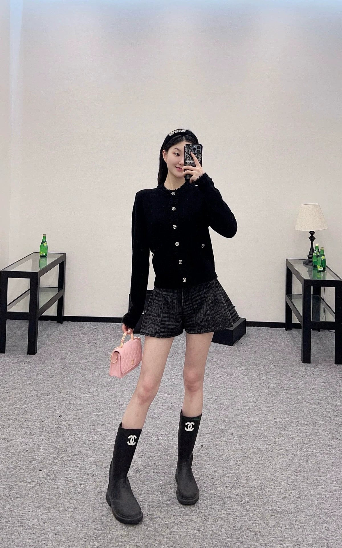 C Frühjahr/Sommer 25 Neue Strickjacke mit Spitze (weiß schwarz)