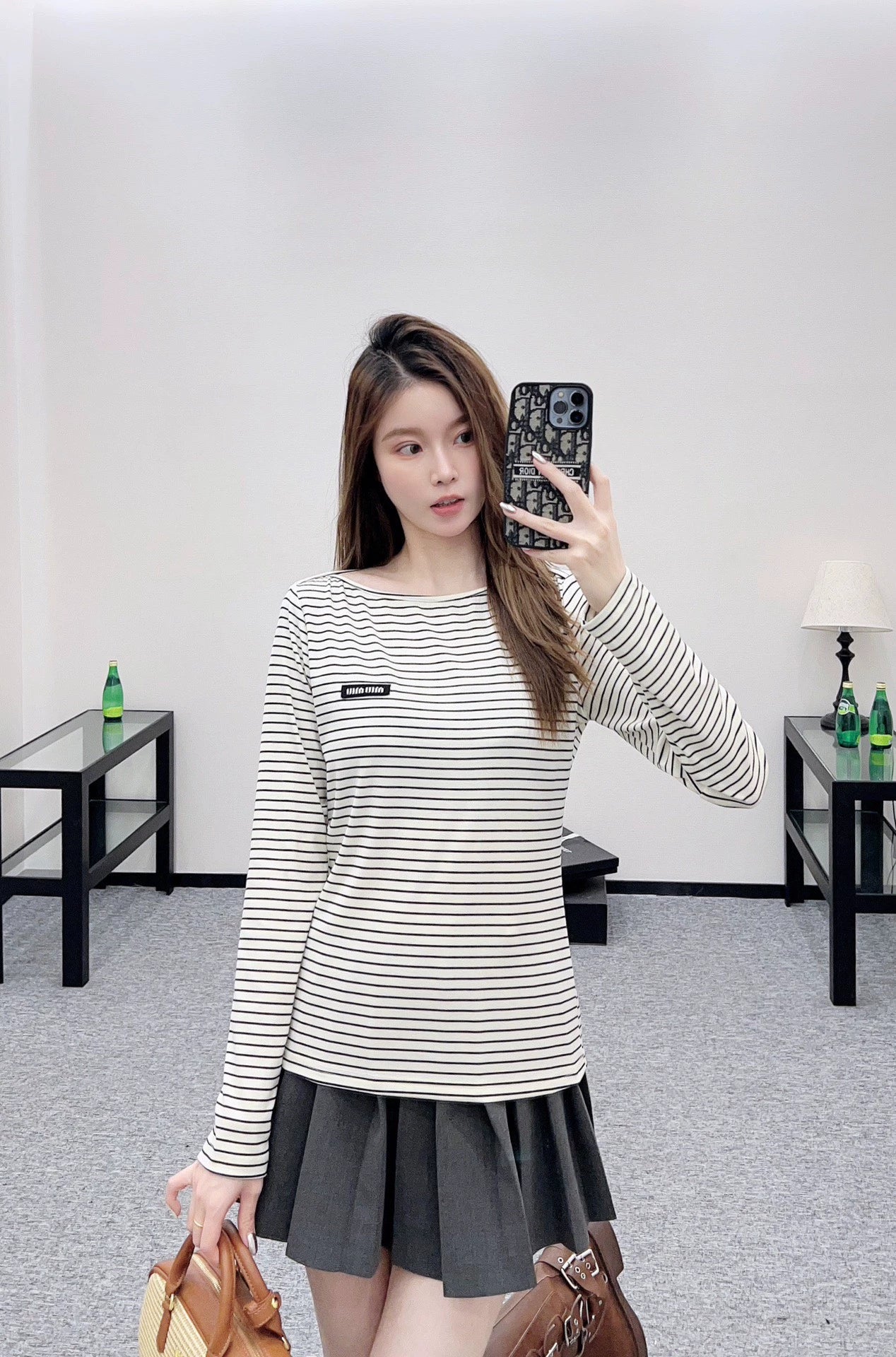 Mi 25 Slim-fit striped bottoming shirt