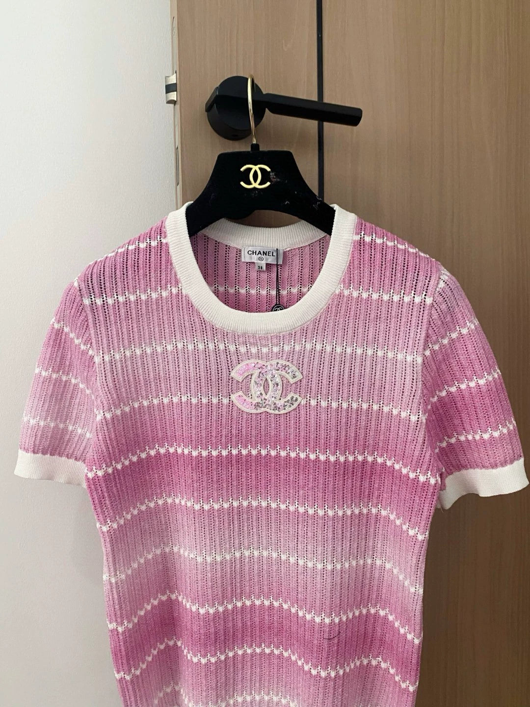 C 25 New Gradient color round neck short sleeve knitting