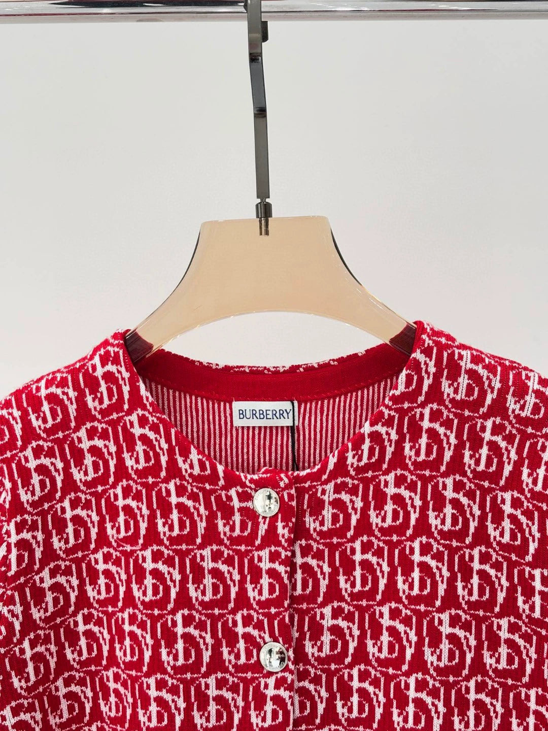 Bu 25 early spring new round neck letter logo jacquard full print knit cardigan