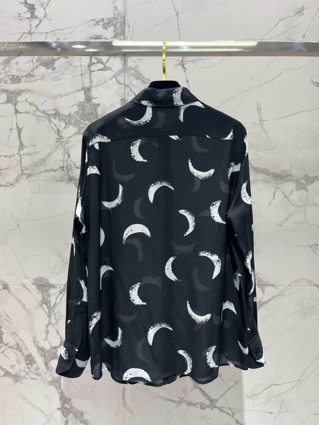 Y 25 new retro classic moon print long sleeve silk shirt
