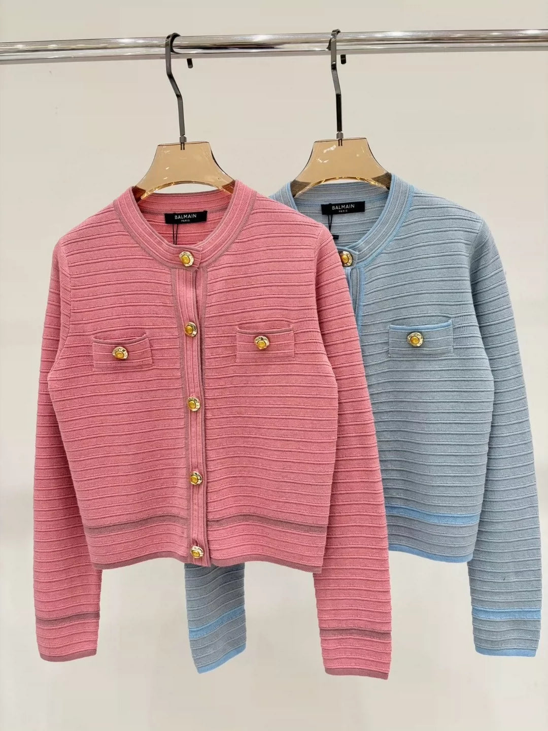 BA 25 Spring and Summer new V-neck irregular metal button simple casual knitted cardigan
