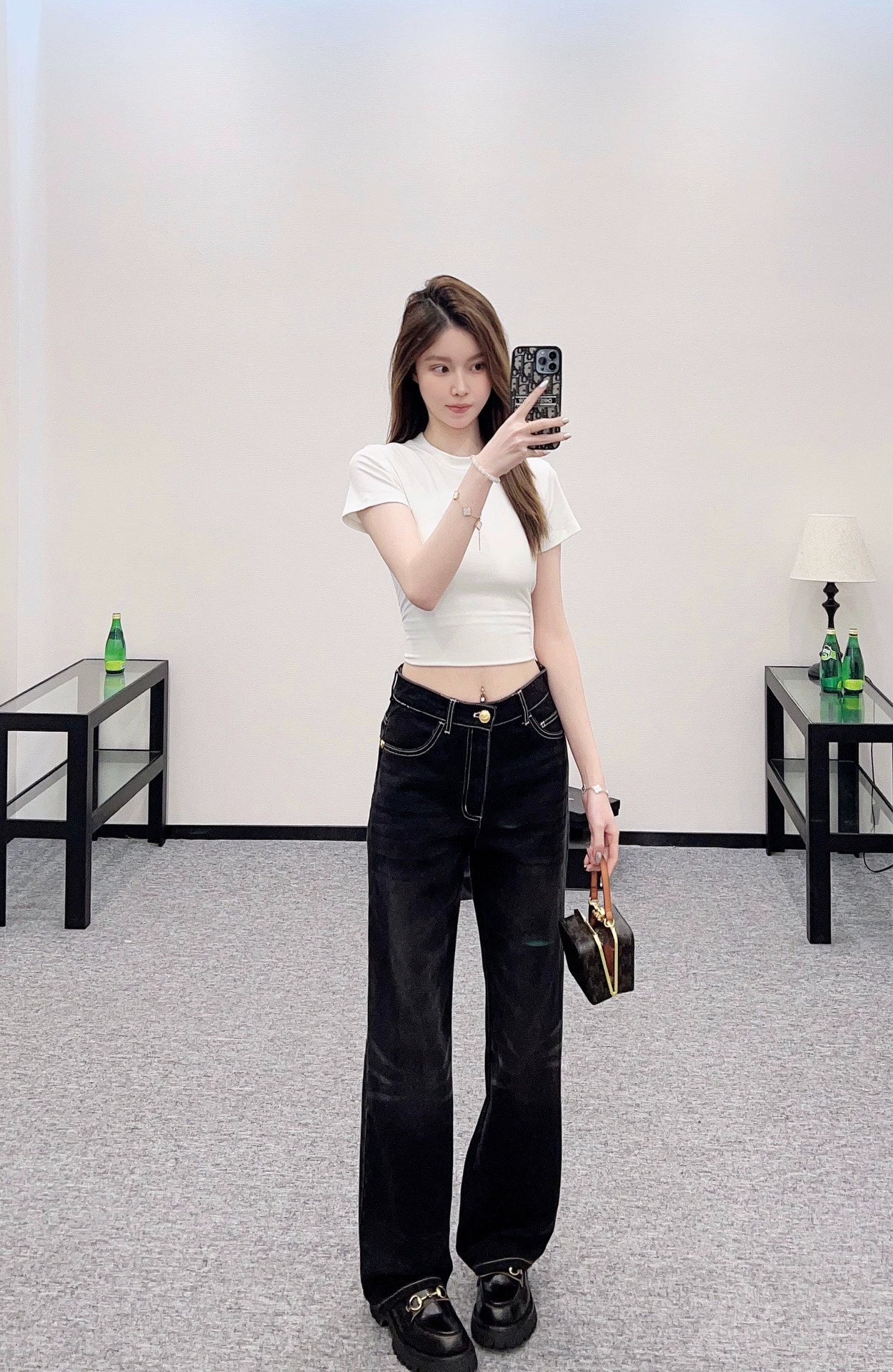 C 25 High-Rise Bleached Crinkle Jeans.