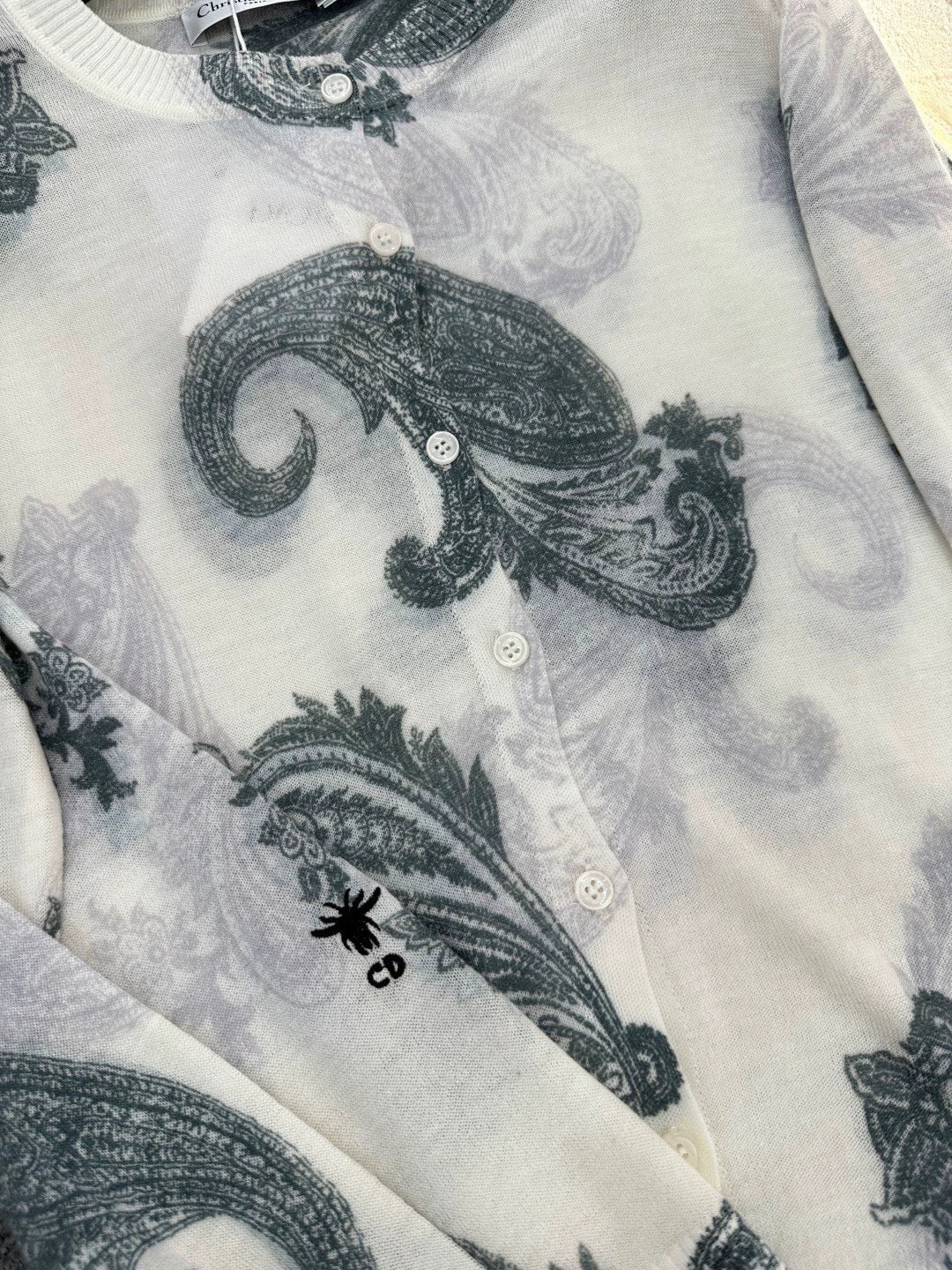 D 25 Printed Knit Long-Sleeve Cardigan