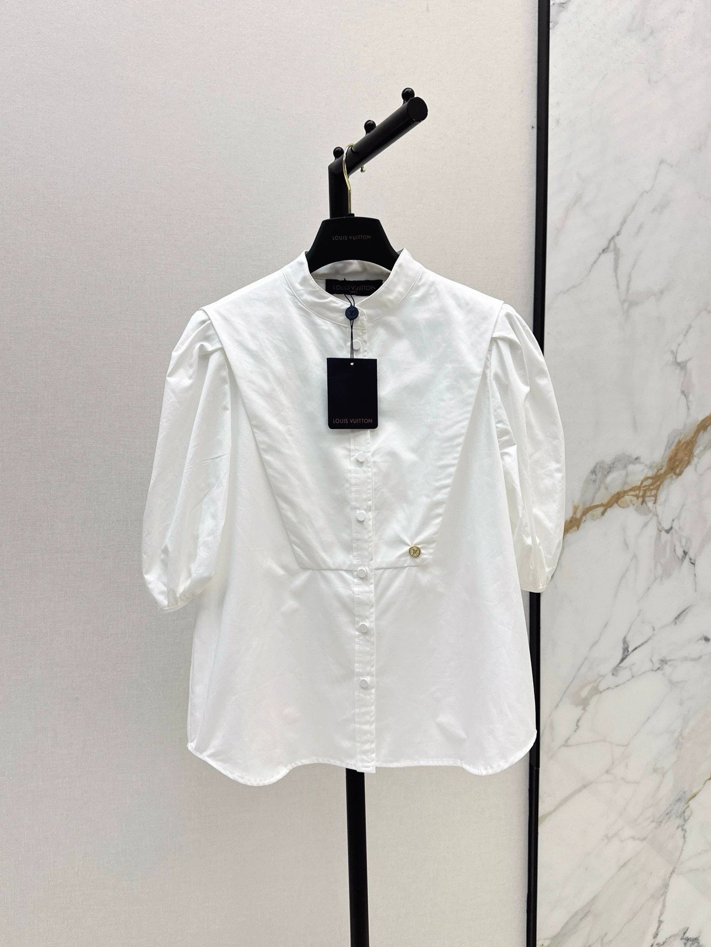 L 25 Spring/Summer New Standing Collar Bubble Sleeve Blouse