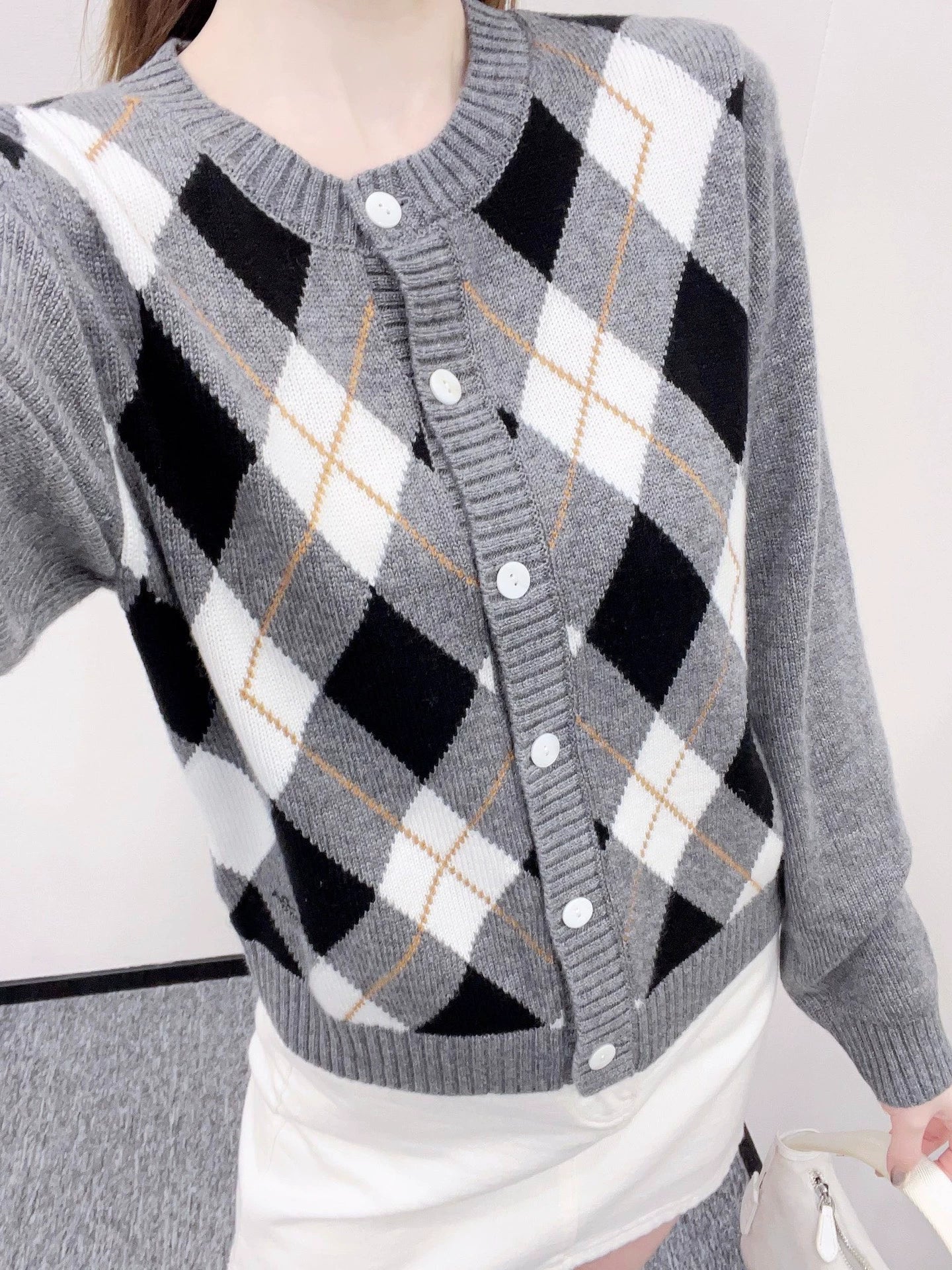 P 25 Diamond Knit Cardigan
