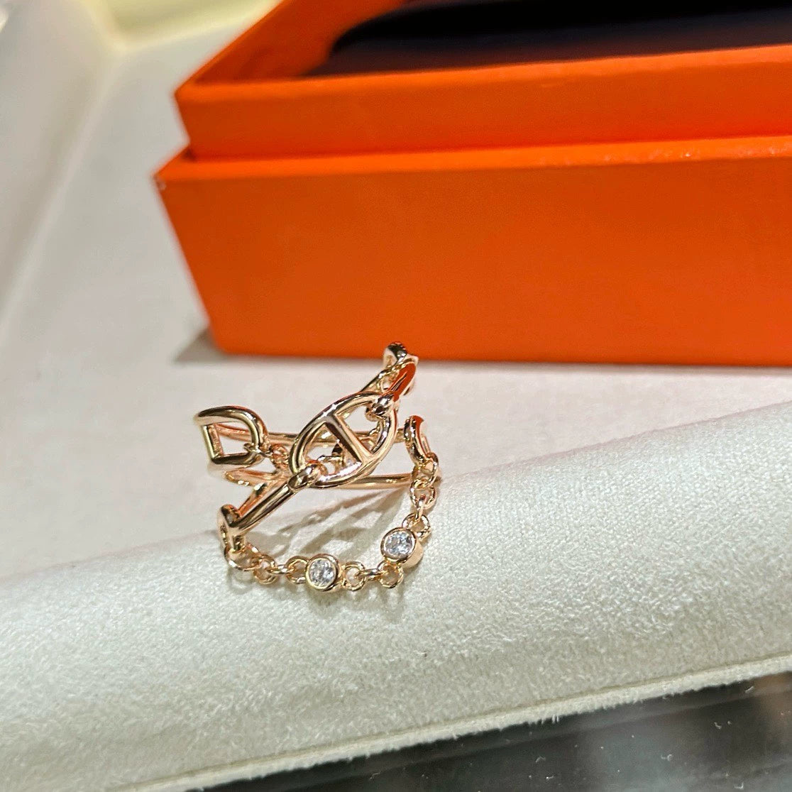 Three-layer rhinestone ring