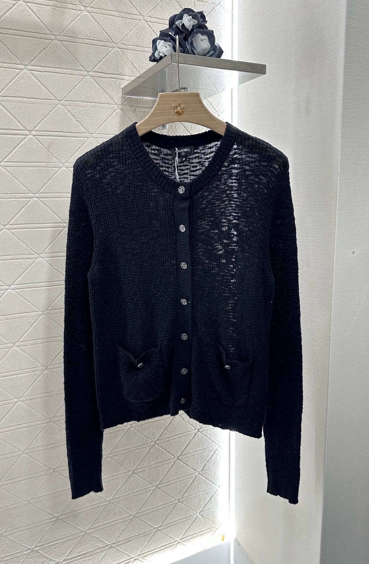 C 25 New Grain Textured Knit Cardigan
