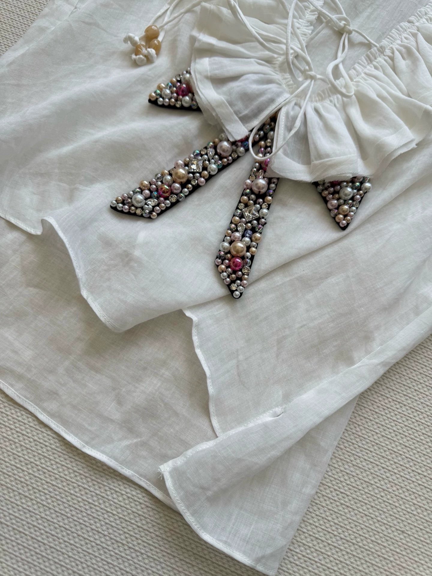 25 Summer new style second-hand heavy-duty beaded bow vest