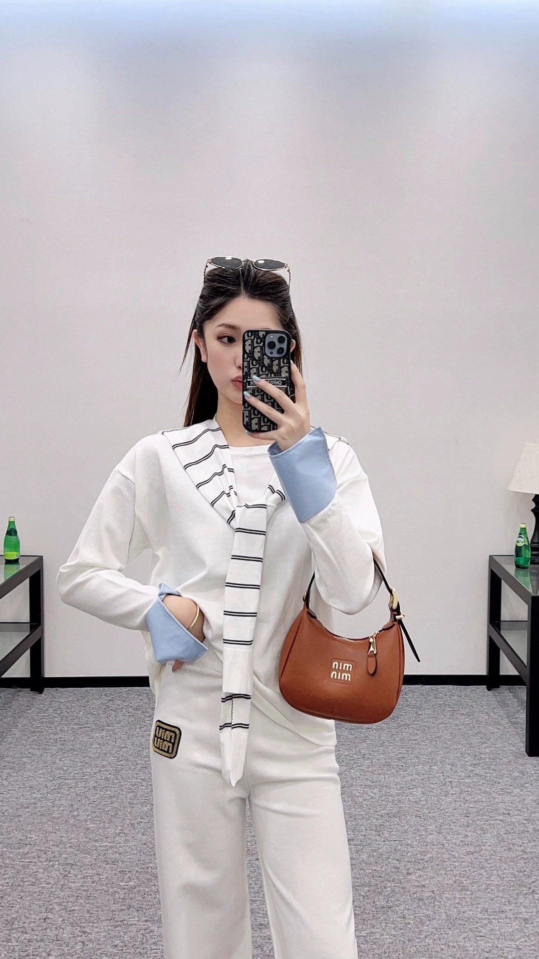 M 25 Shawl Collar Knit Top and Pants Set