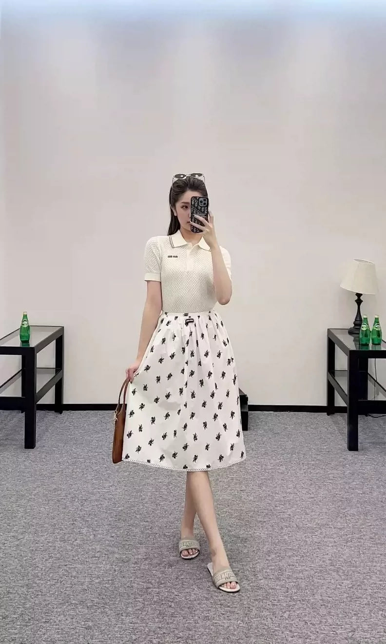 M 25 Hollow knitted lapel short-sleeved top!