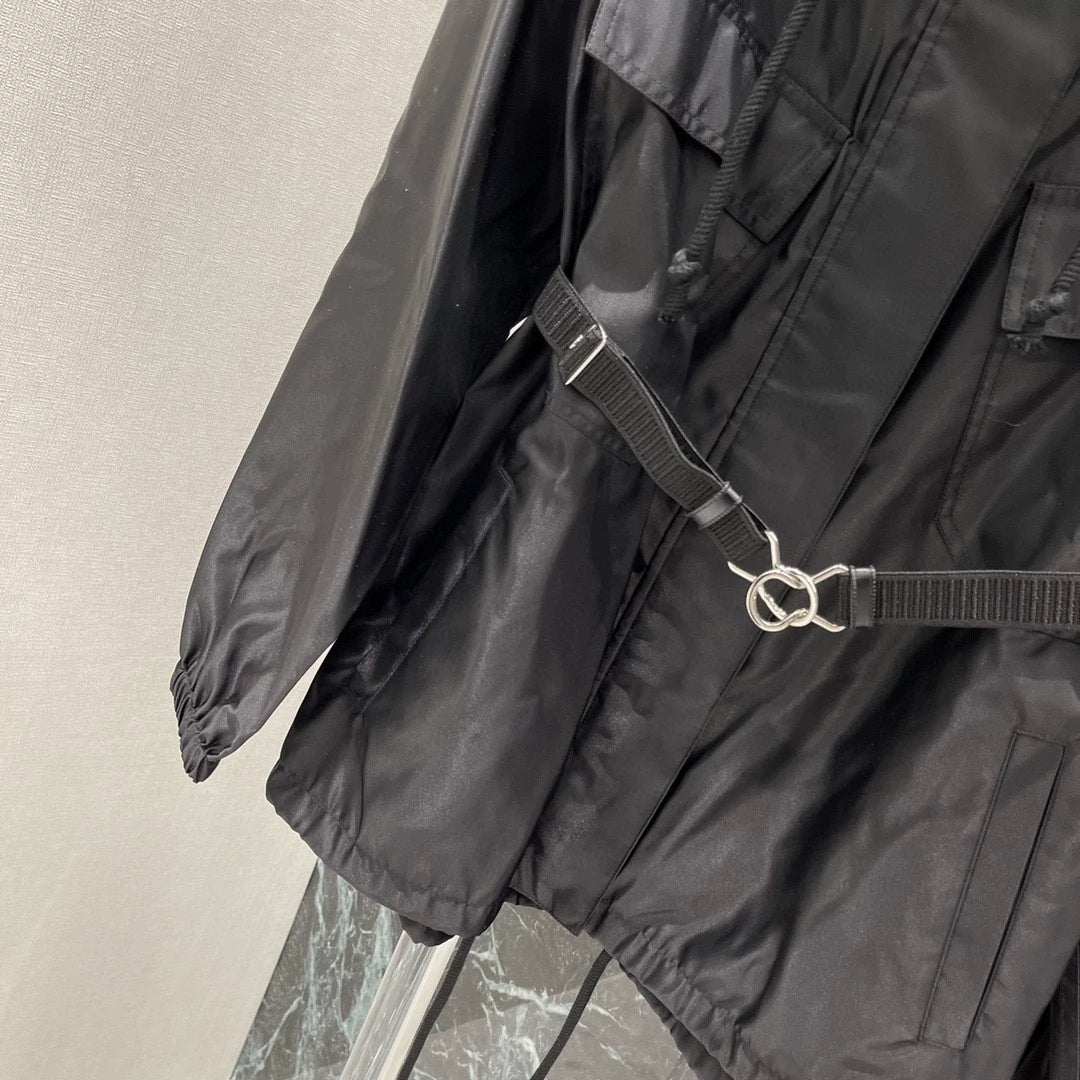 P 25 Spring/Summer New Trench Coat Hooded Belt Trench Coat + Half Skirt Set