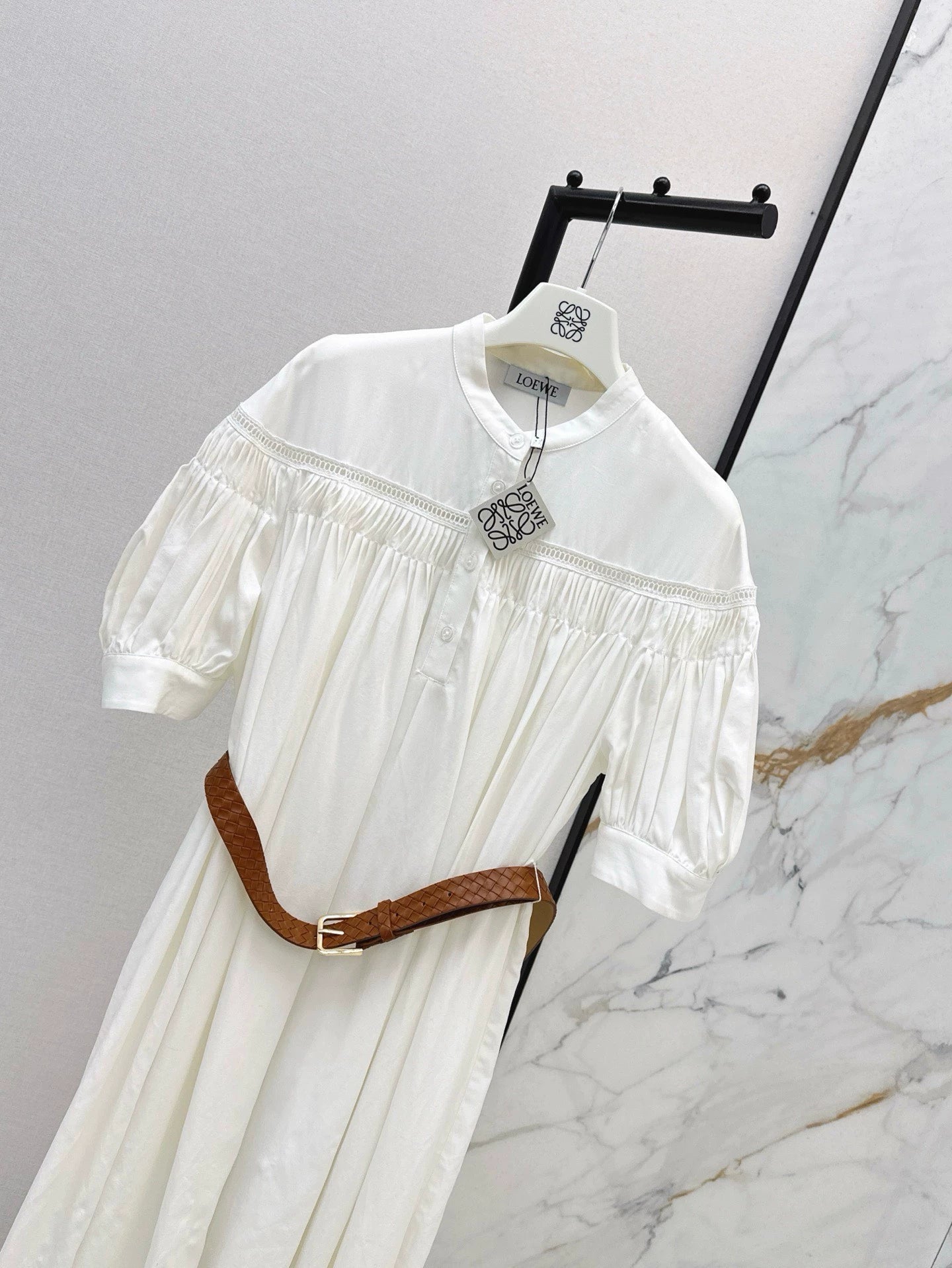 Lo 25 Spring/Summer Openwork Embroidery Patchwork Cotton Linen Dress