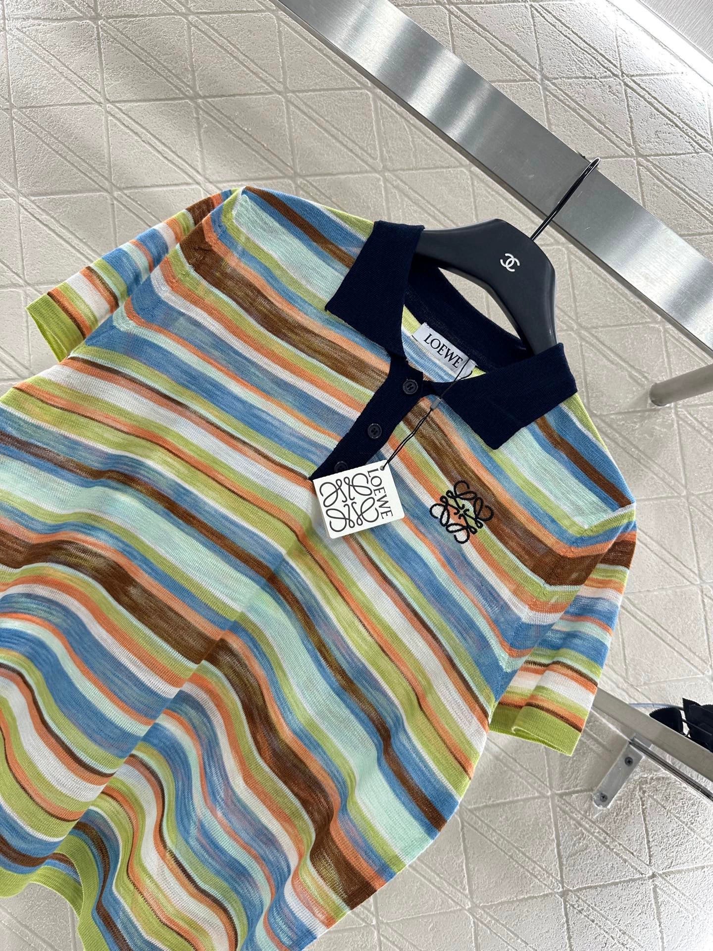 LO 25 Colorful striped knitted short sleeves