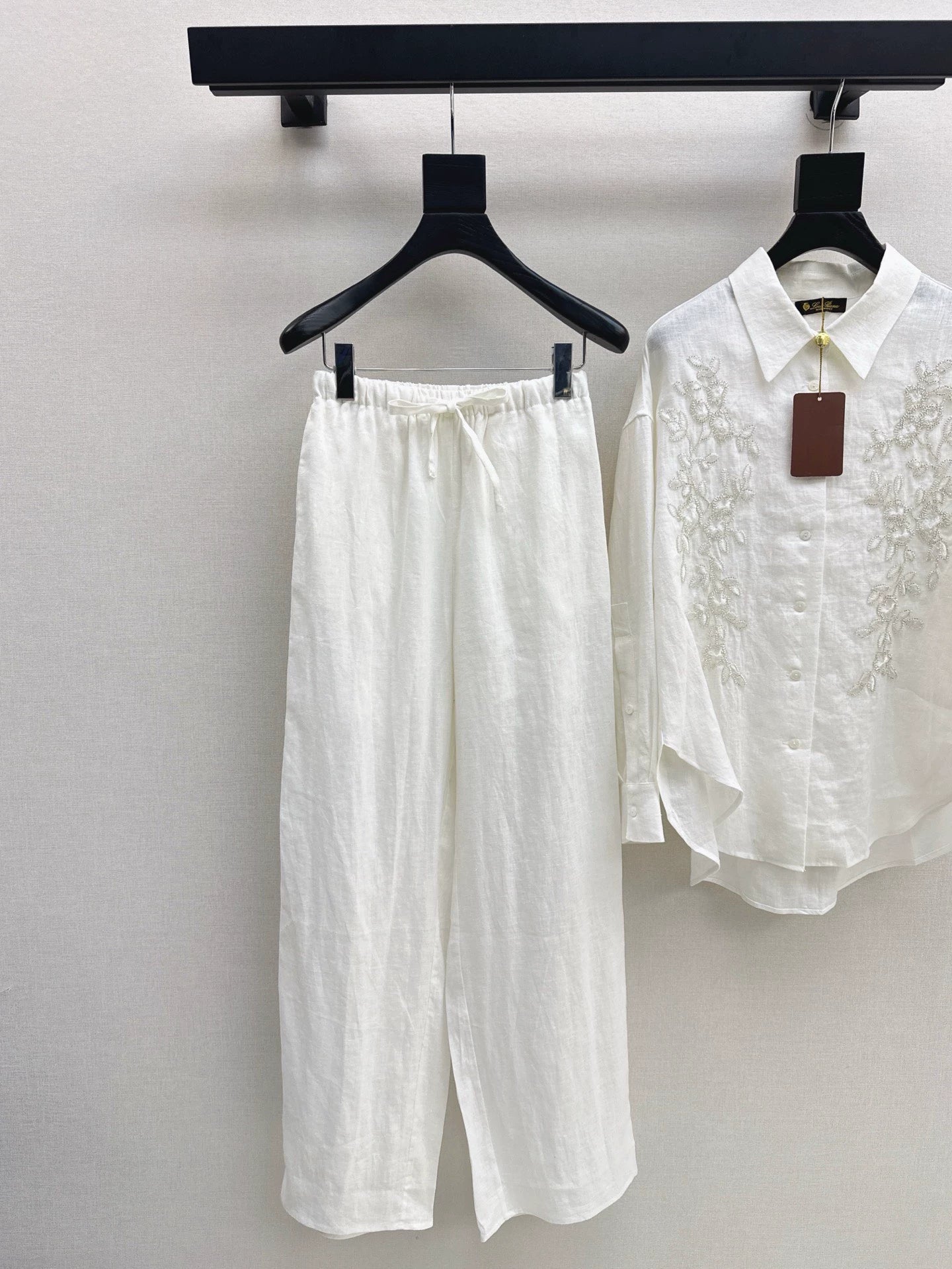 LOR 25 Spring/Summer New Summer Suit Cubic Beaded Shirt + Straight Pants