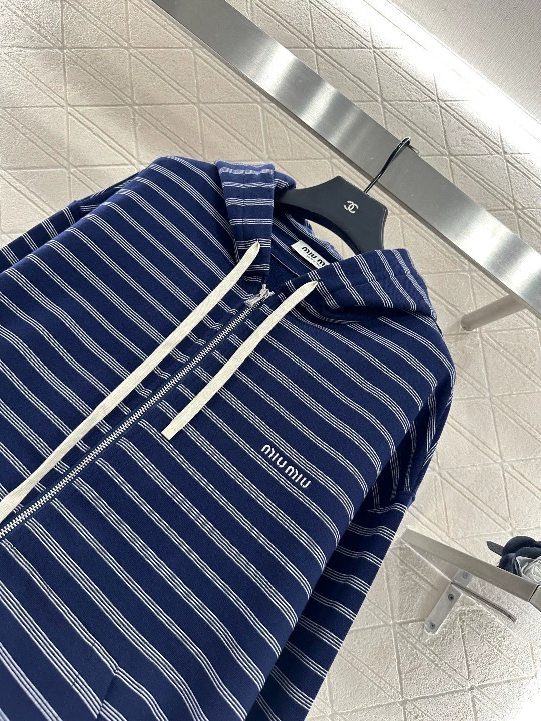 Mi 25 Hooded zip-up striped jacket(BROWN/BLUE)