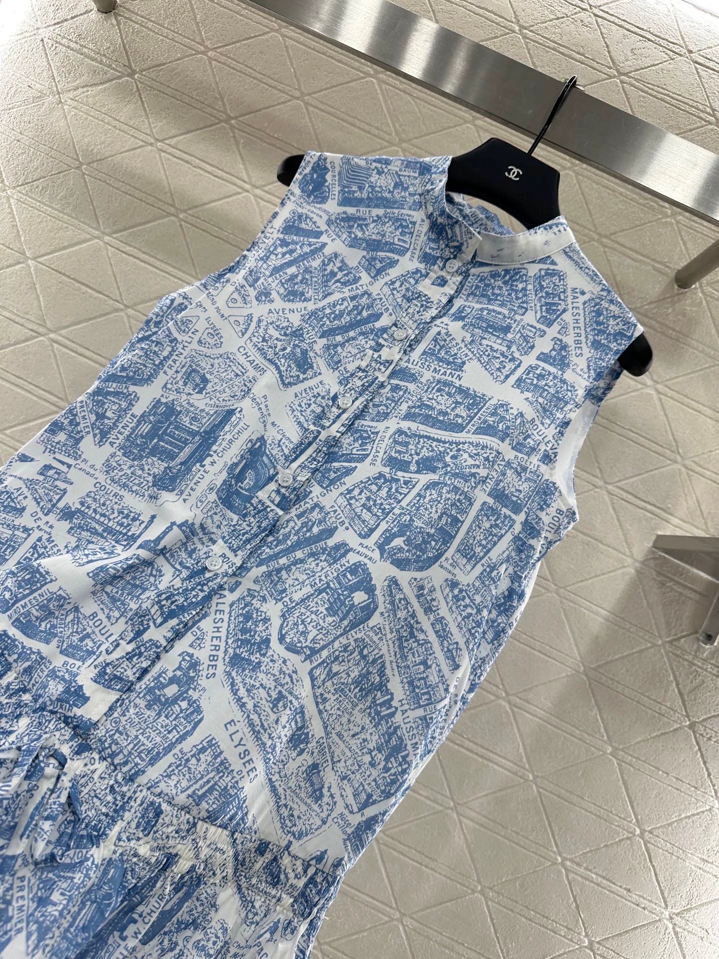 D 25 Paris Arc de Triomphe map print sleeveless dress
