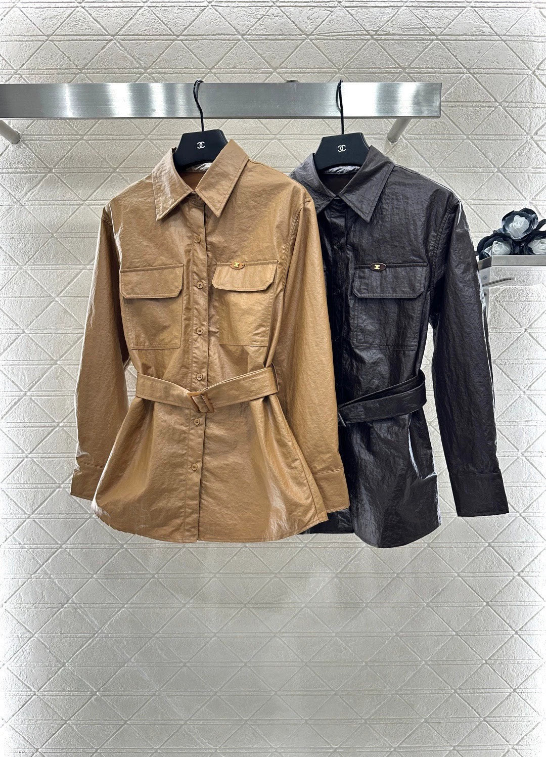 Ce 25 Waterproof leather trench coat
