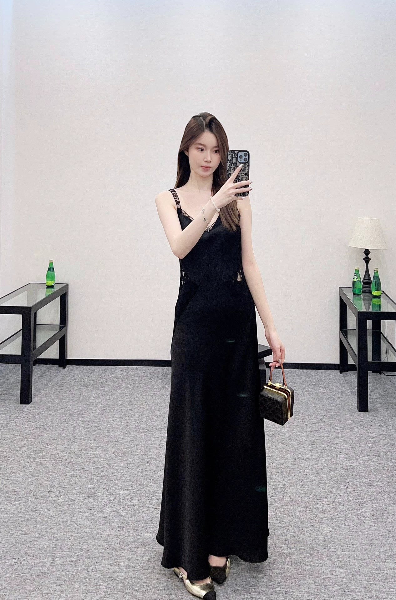 C 25 Lace hollow suspender dress