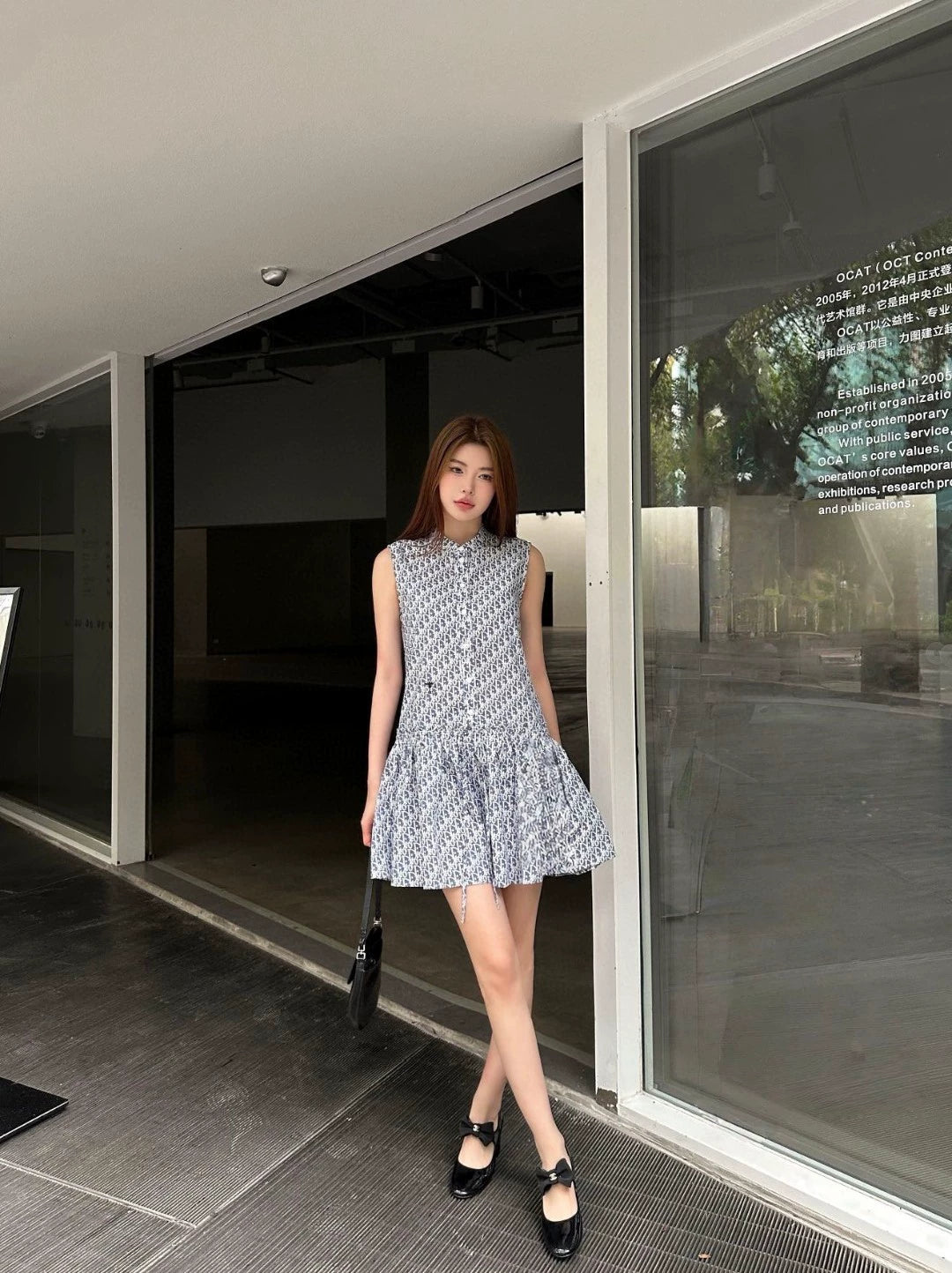 D 25 New Letter Printed Bee Embroidery Tie Sleeveless Dresses