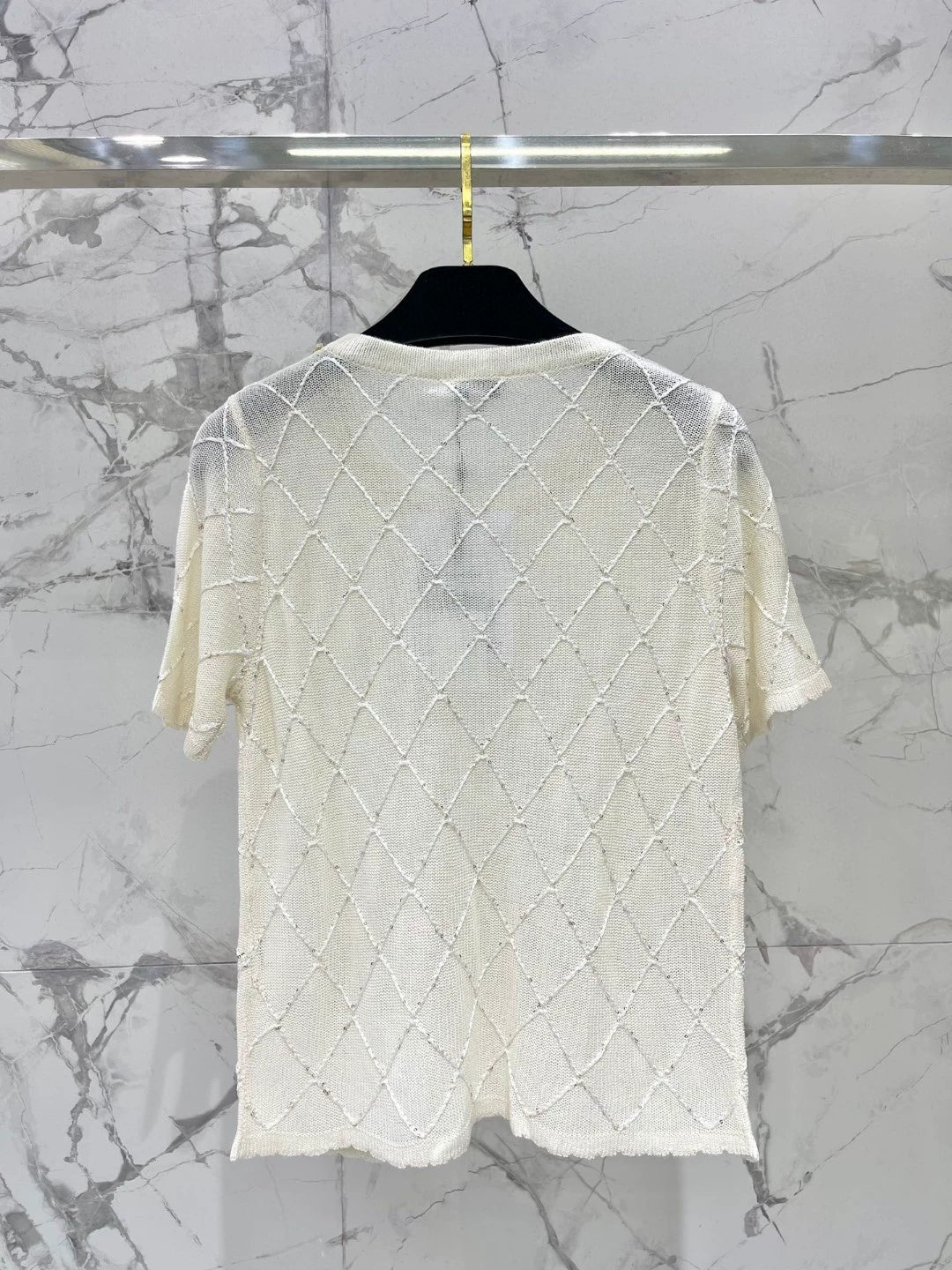 2025 Spring and Summer New Three-Dimensional Diamond Knitted Short Sleeves