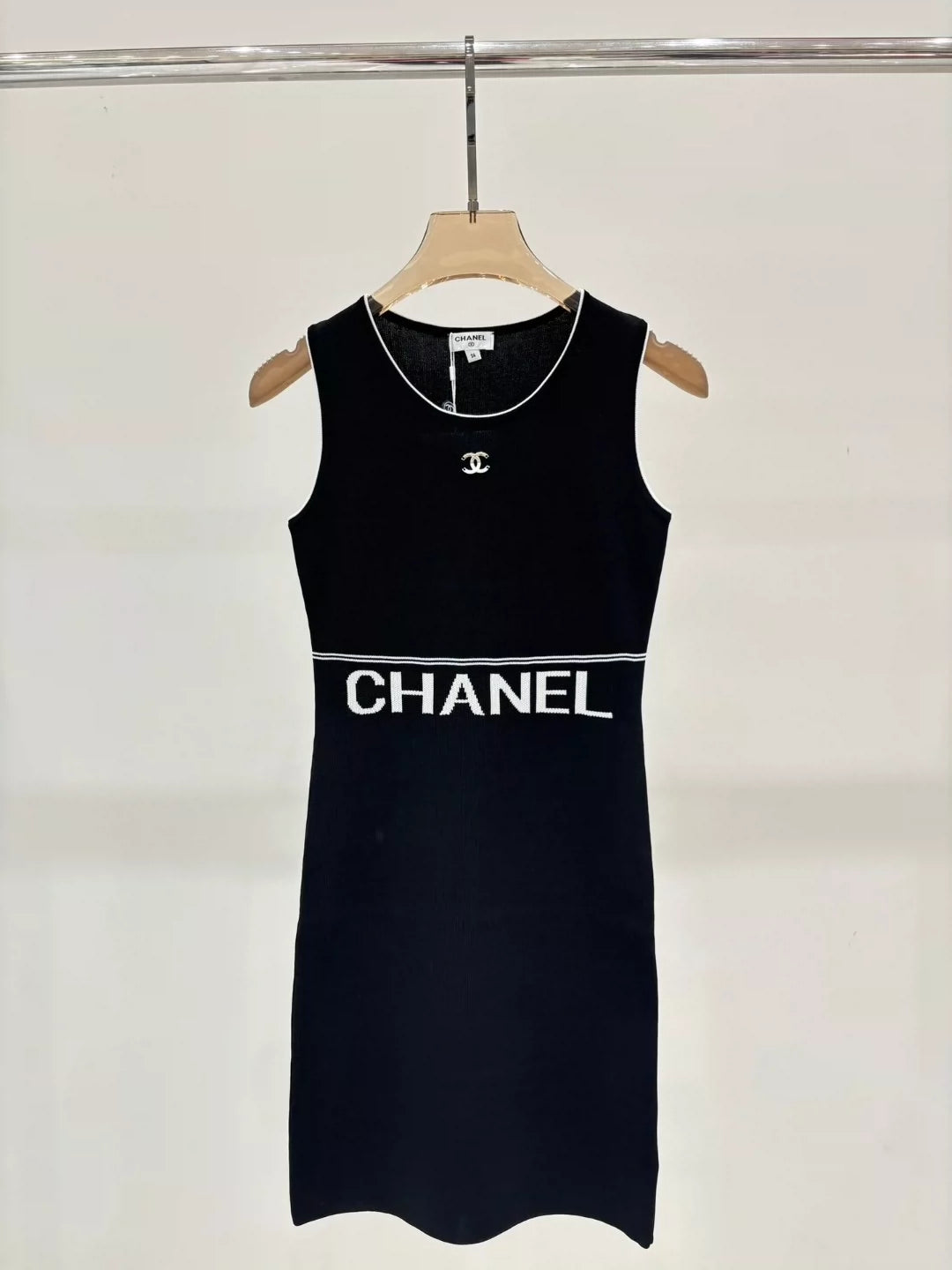 C 25 Summer new round neck letter logo jacquard simple casual knitted dress