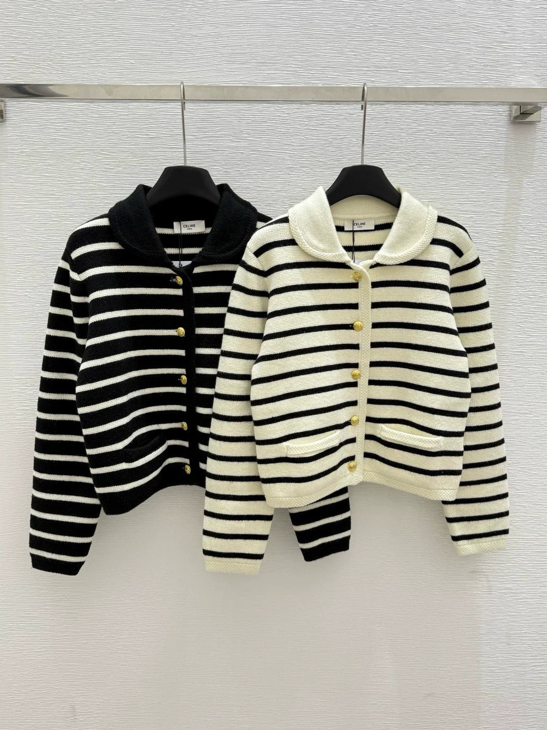ce 25 Early Autumn New Striped Lapel Long Sleeve Cardigan