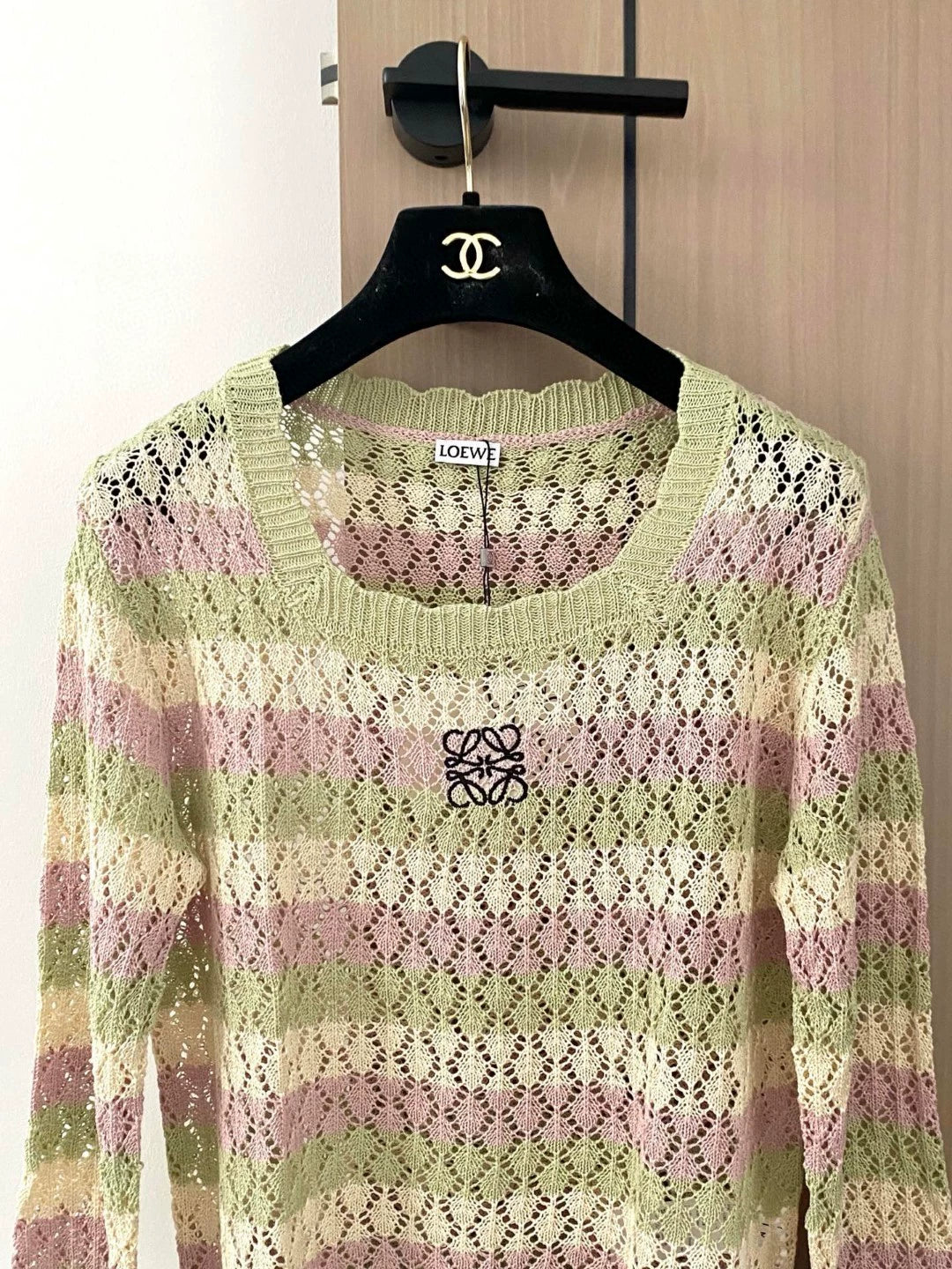 LO 25 new hollow gradient color embroidery pattern round neck long sleeve knitted