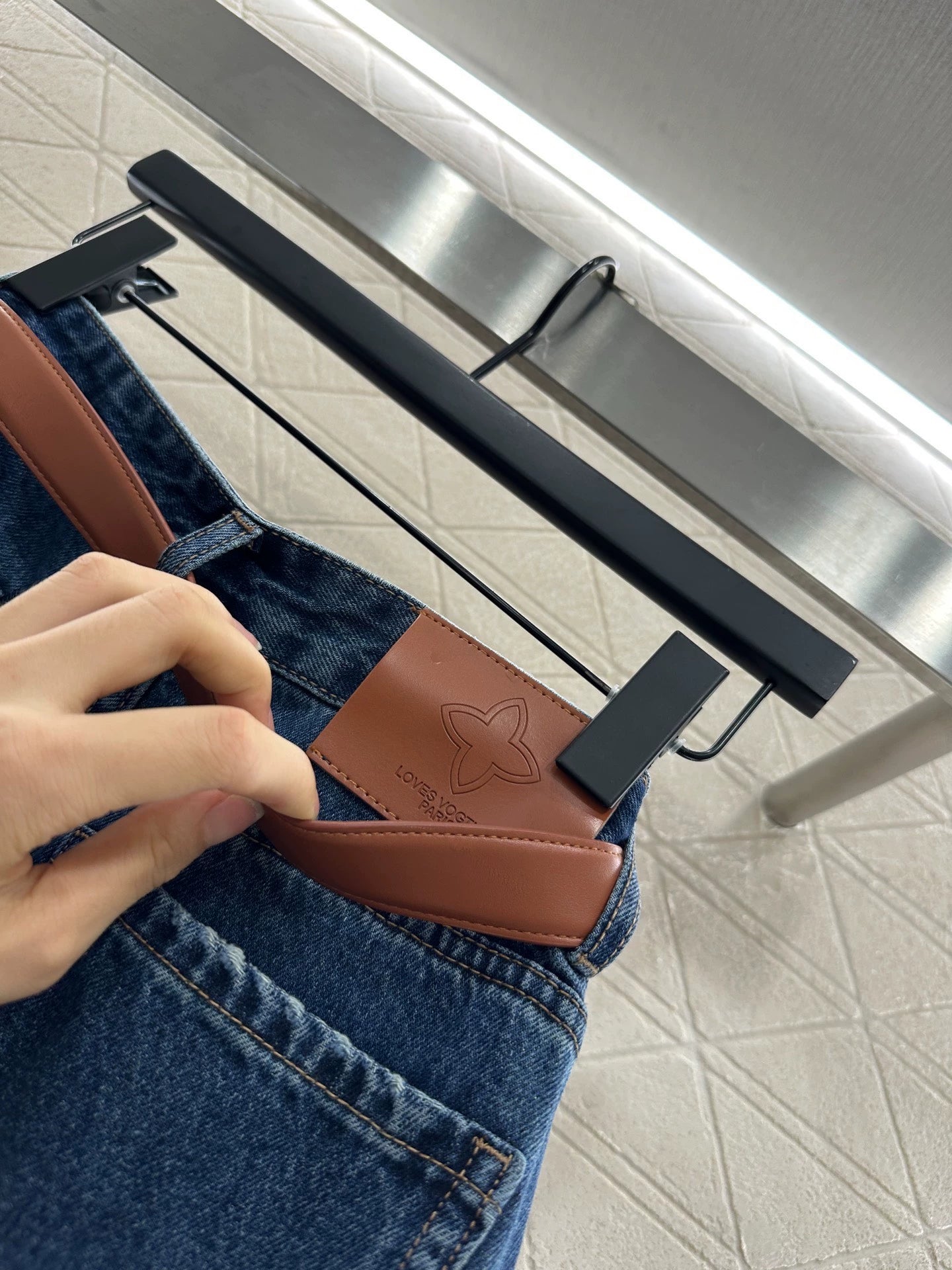 L 25 Belted straight-leg logo denim trousers