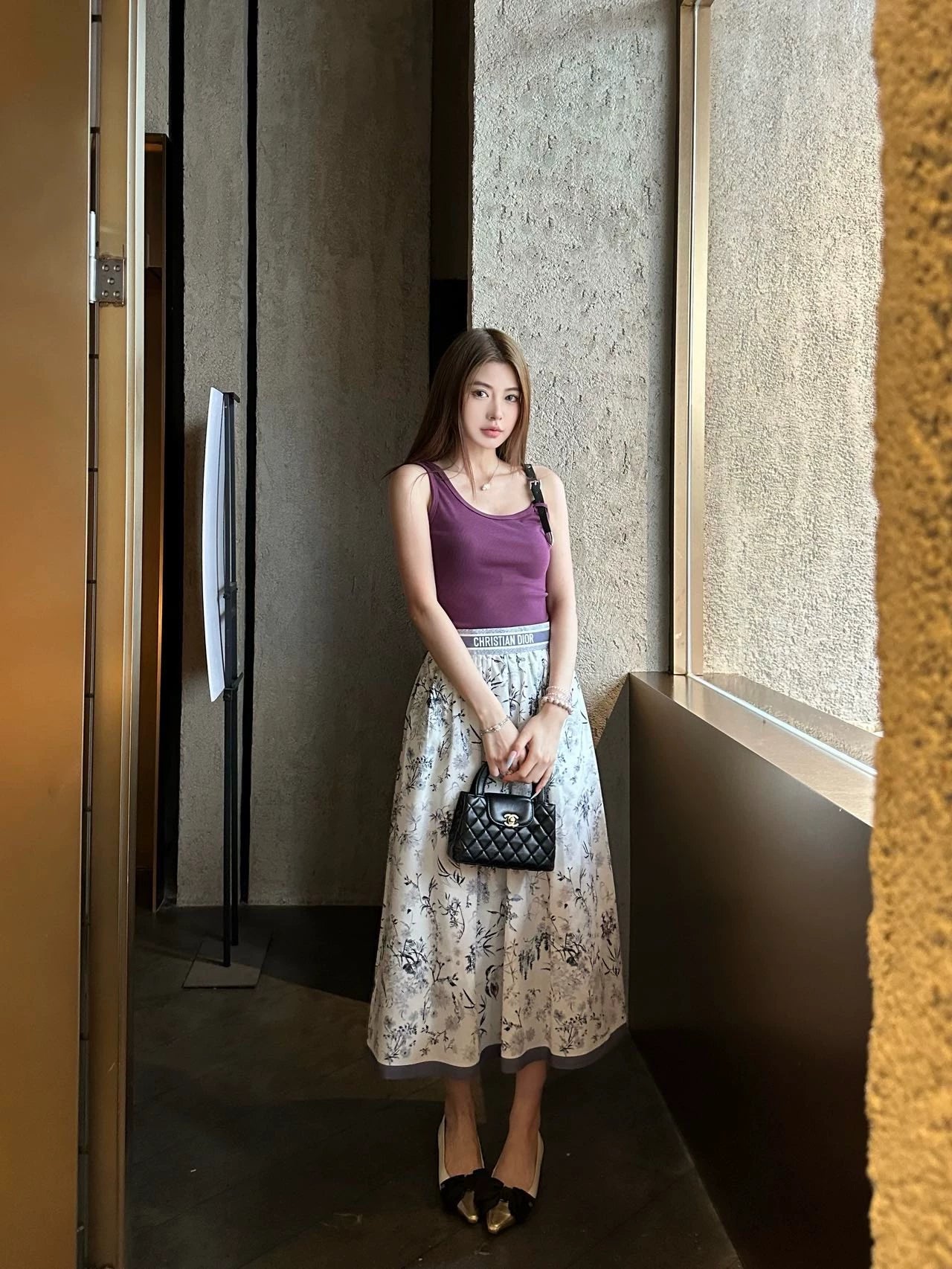 D 25 Ribbon Printed High Waist Half Skirt