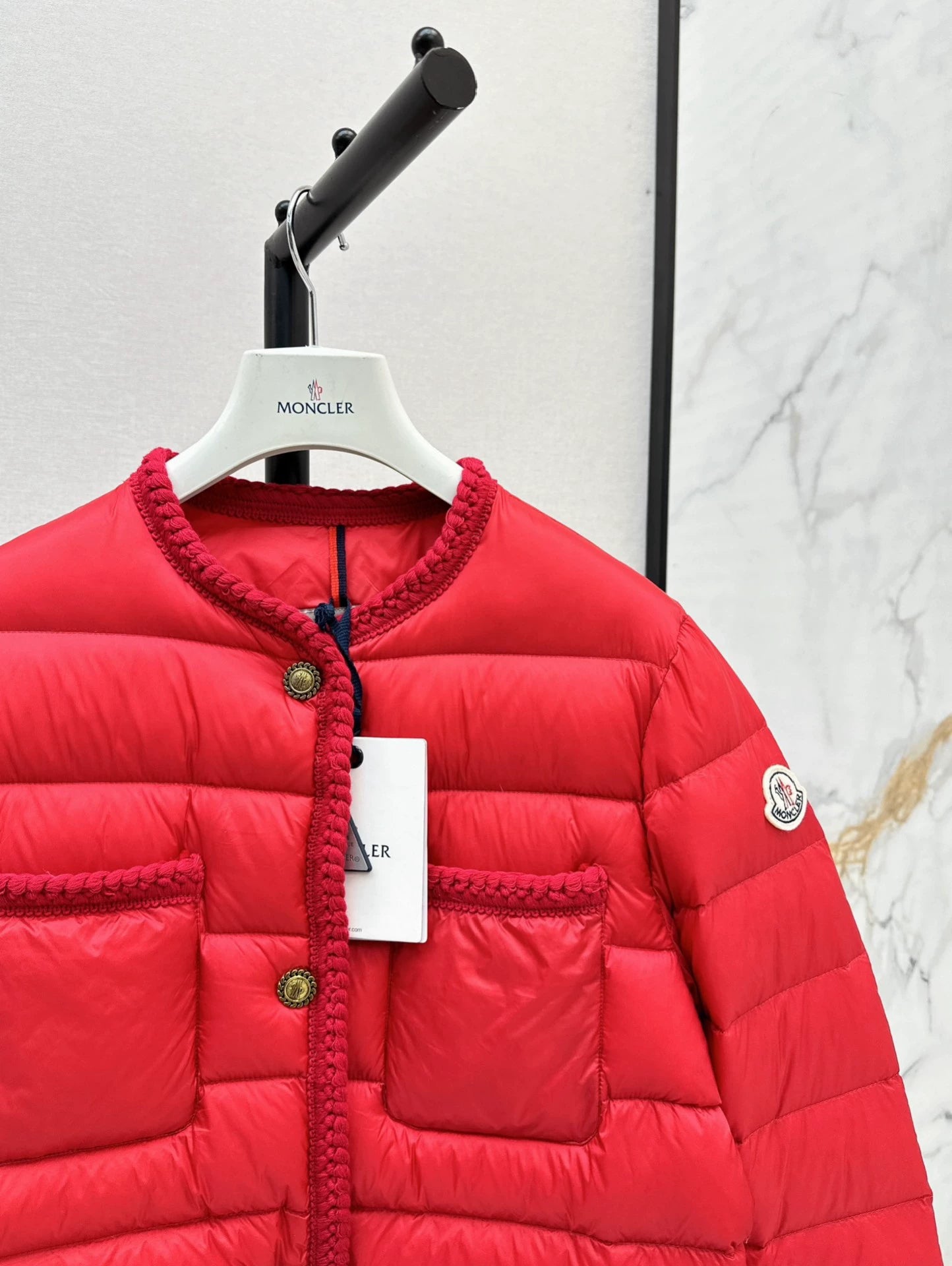 MON 25 Woven patchwork down jacket(BLAKC,NAVY,RED,BEIGI)