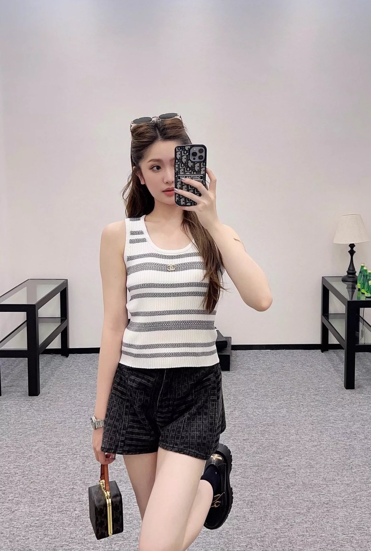 C 25 spring and summer new Striped knitted undershirt