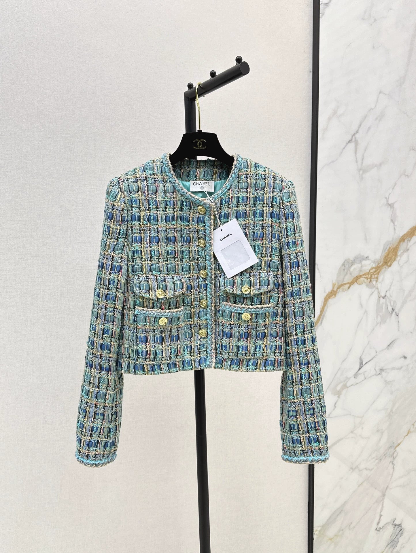 C 25 New fall/winter peacock blue woven jacket