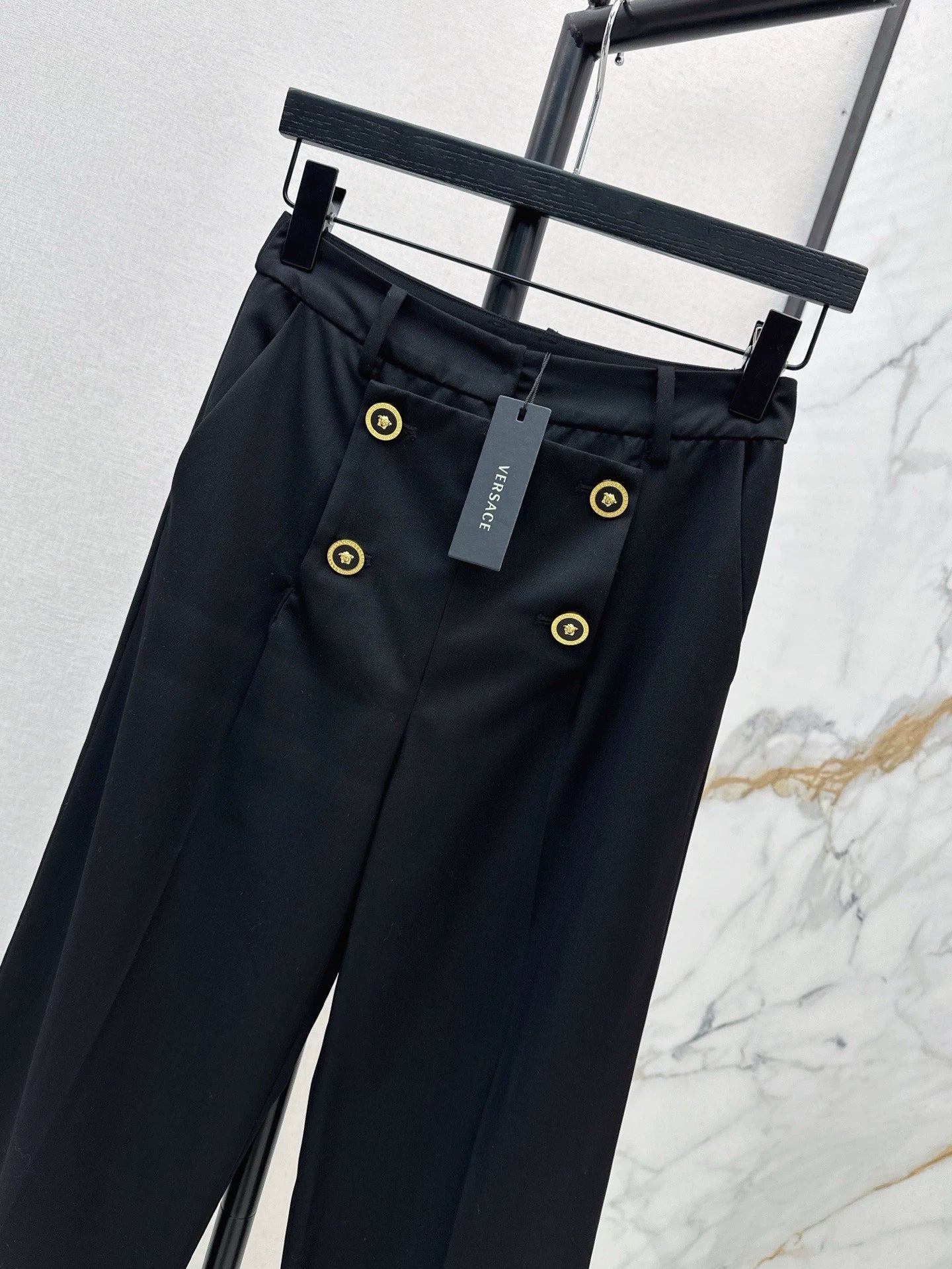 Ve 25 Spring/Summer newest style metal button decoration high-waisted small suit pants