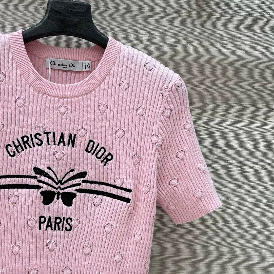 D 25 Early Spring Resort New Embroidered Knit Short Sleeve