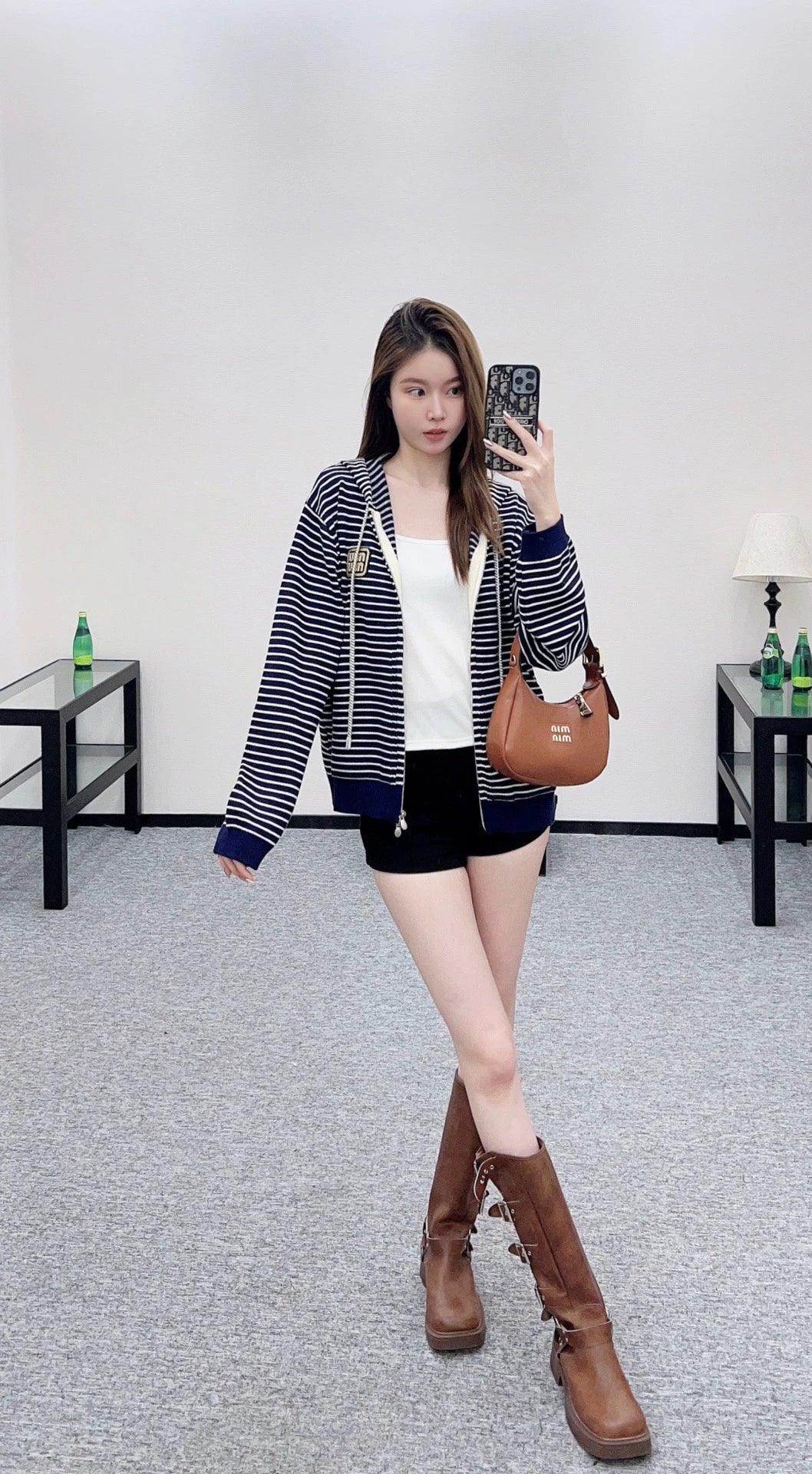 M 25 Hooded zip-up knit sweatshirt
