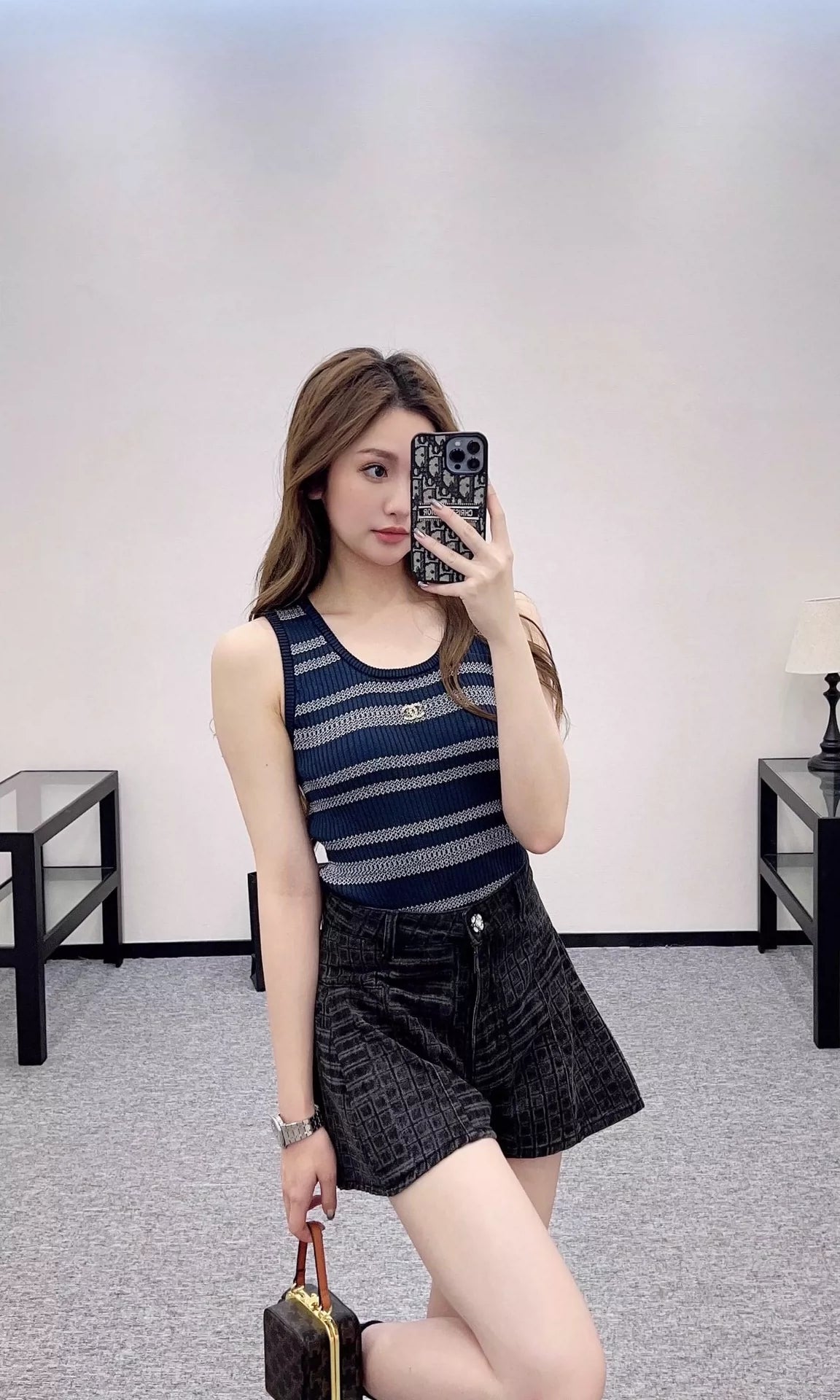 C 25 spring and summer new Striped knitted undershirt