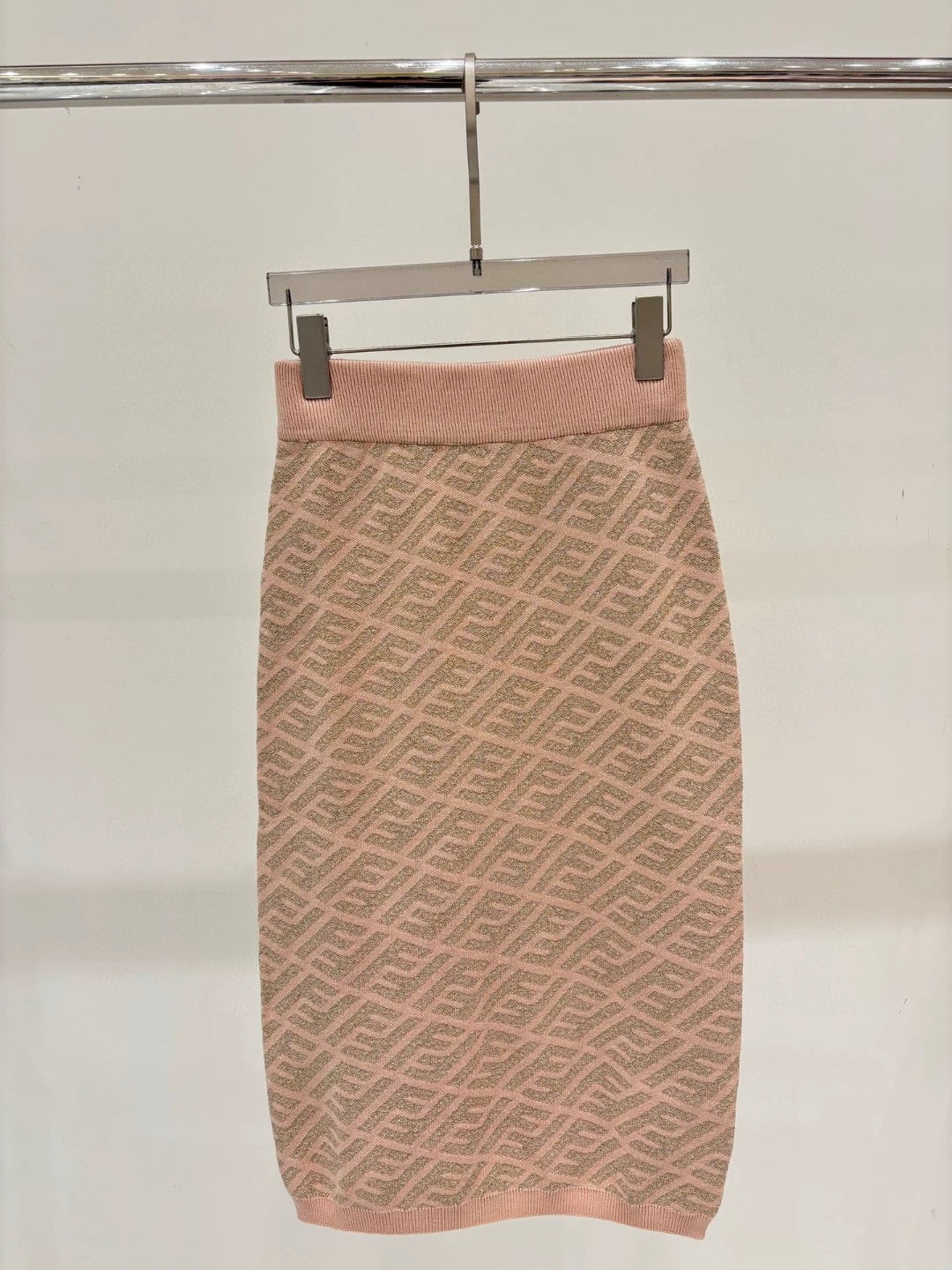 F 25 New Gold and silver thread Slanted stripes full print Casual knitted half skirt(pink blue brown)