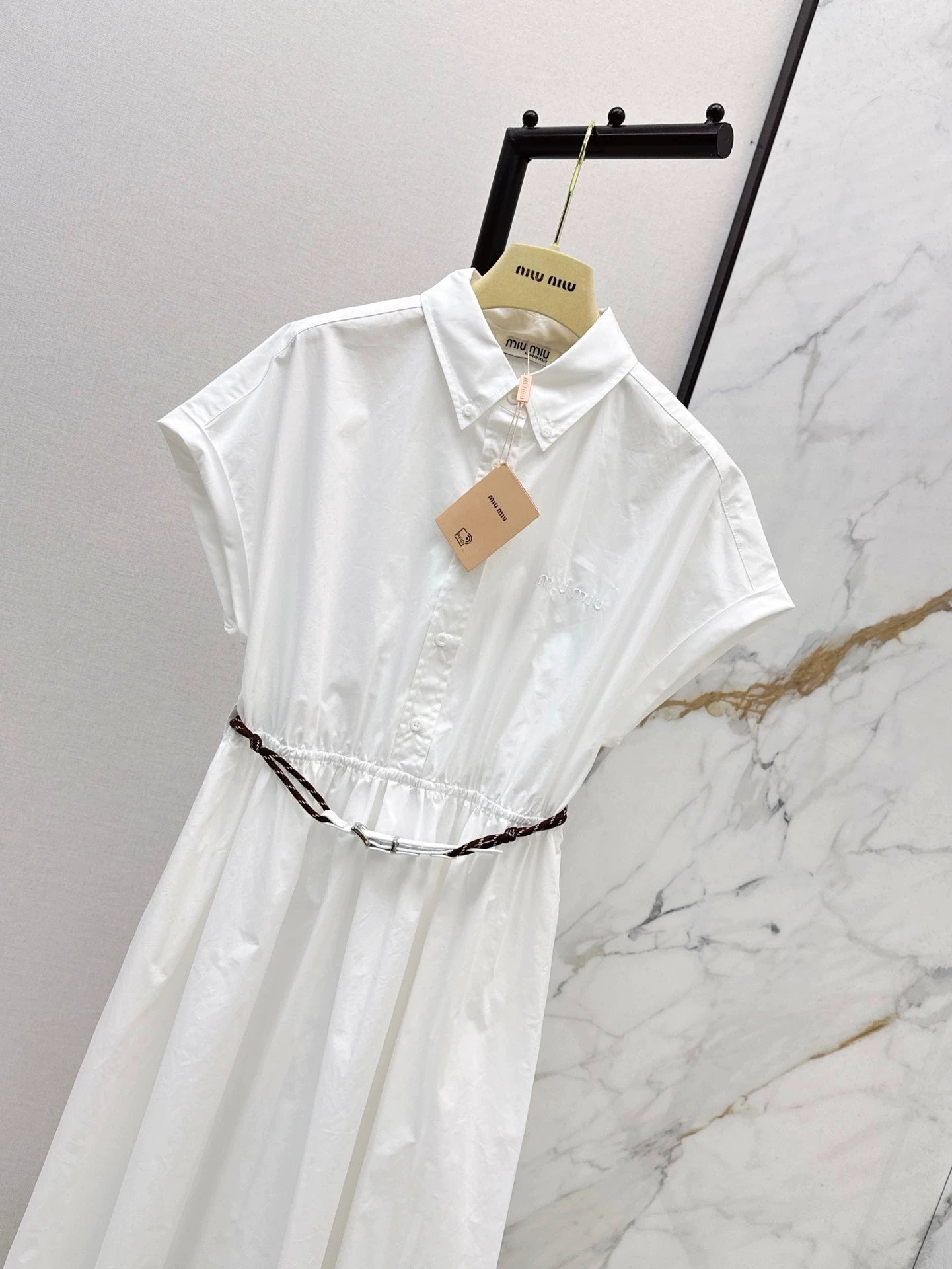 M 25 Spring and Summer New Lapel Short Sleeve Dress