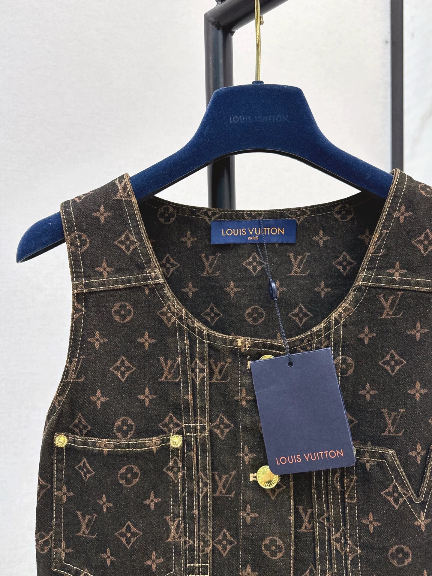 L 2025 Summer New Printed Denim Vest Dress