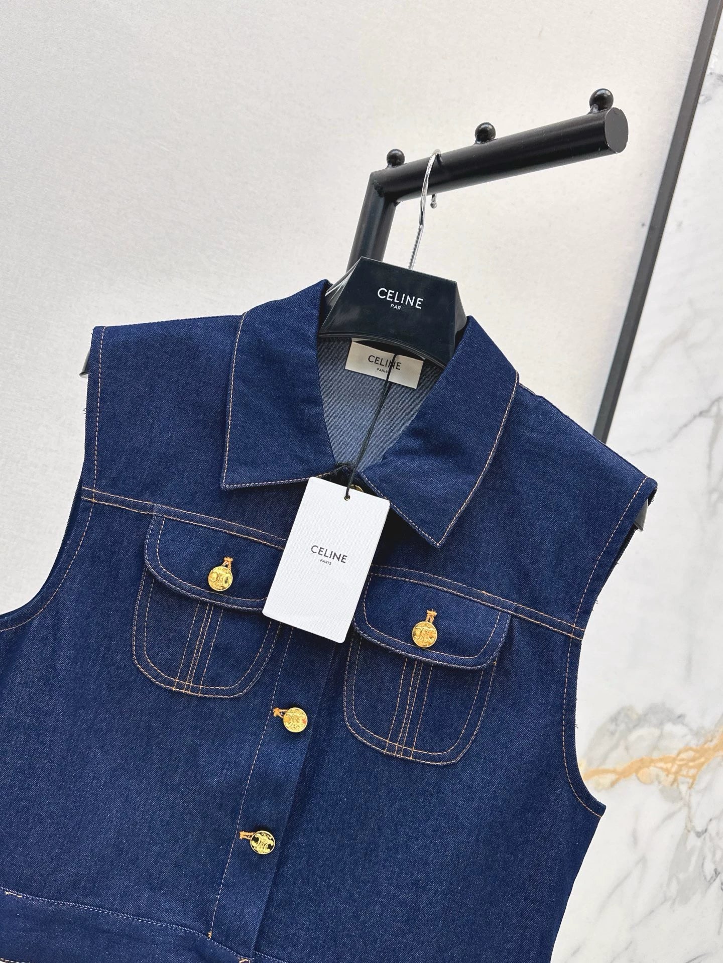 CE 25 Spring/Summer New Double Pocket Denim Vest Jacket