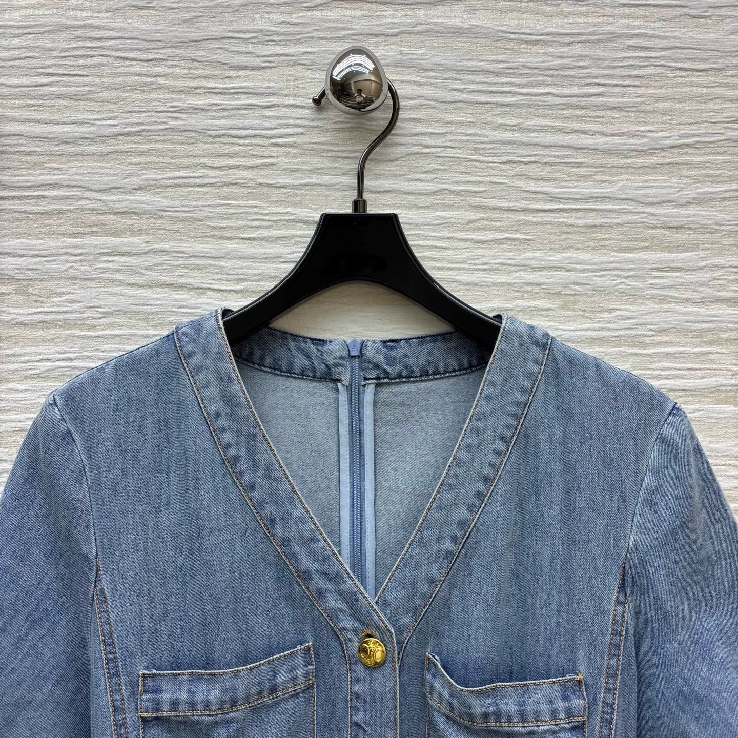 Ce 25 Spring/Summer V-Neck Belt Design Denim Dresses